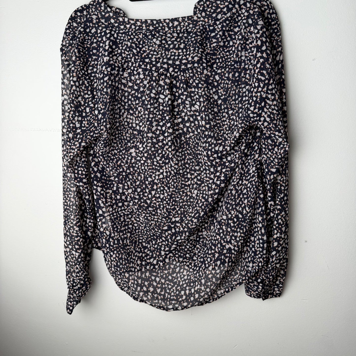 Banana Republic Blouse Womens Navy Blue Abstract Print Office Siren Career  S/P
