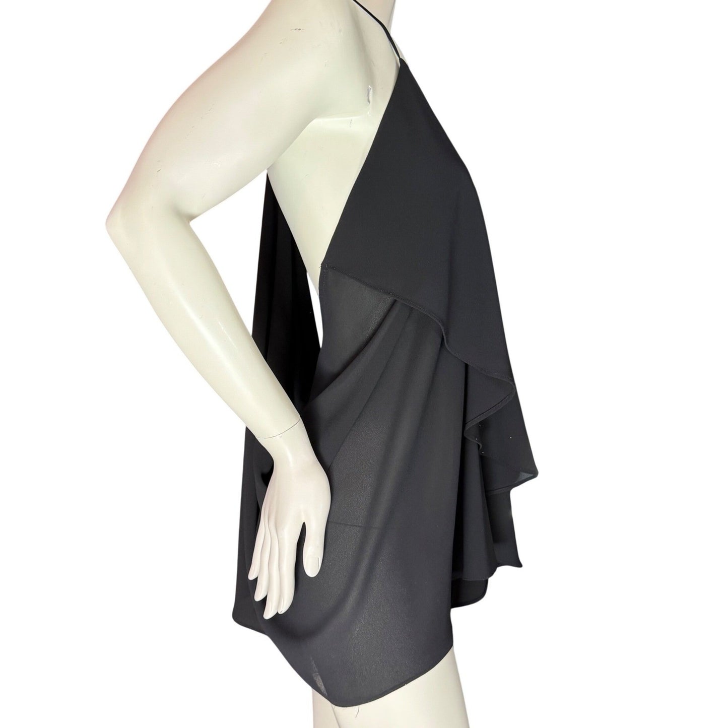Minimum Ophelia Top Black Ruffle Drape Back Scandi Chic Minimalist Small