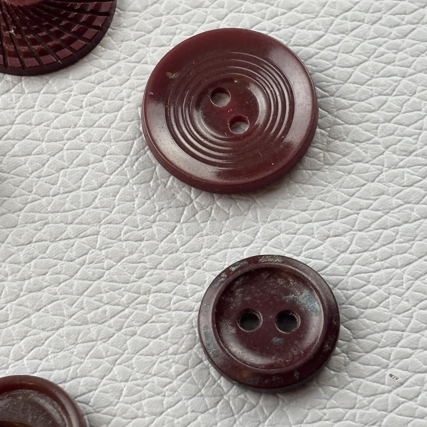 Vintage Burgundy Red Buttons Lot. 18 Piece Two Hole Four Hole Small Md Crafts