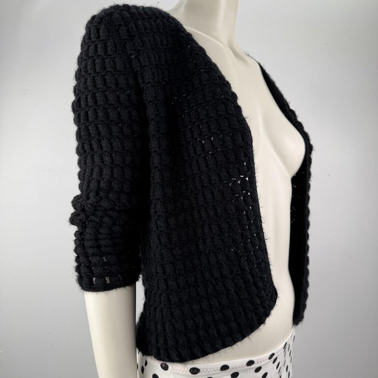 Vintage Black Handmade Cardigan Quiet Luxury Old Money Capsule Wardrobe Medium