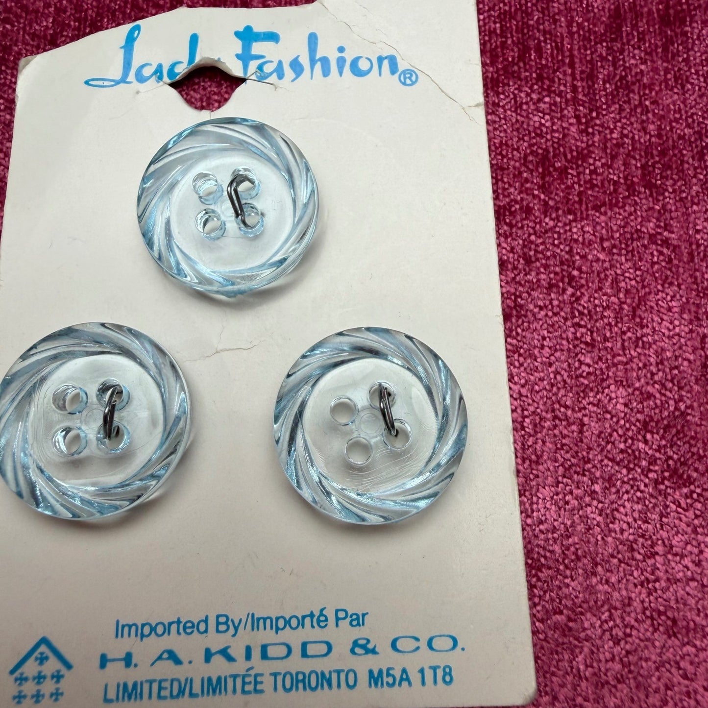 Lady Fashion Vintage Buttons Lot Pink Blue Swirl Pastel Retro Notions NIP 22pc