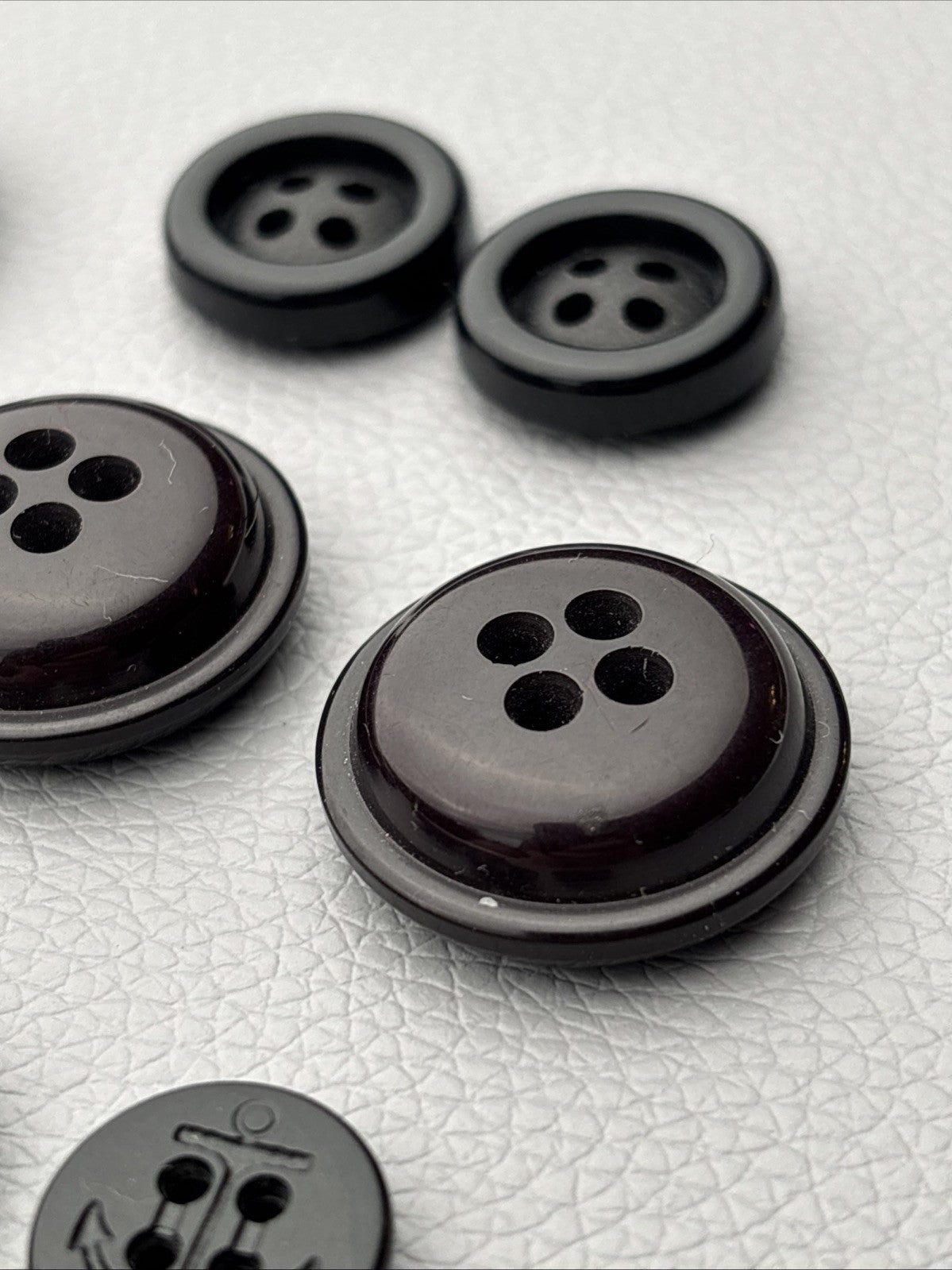Vintage button lot ,15 black  mix with nautical anchor designs Rare Steel