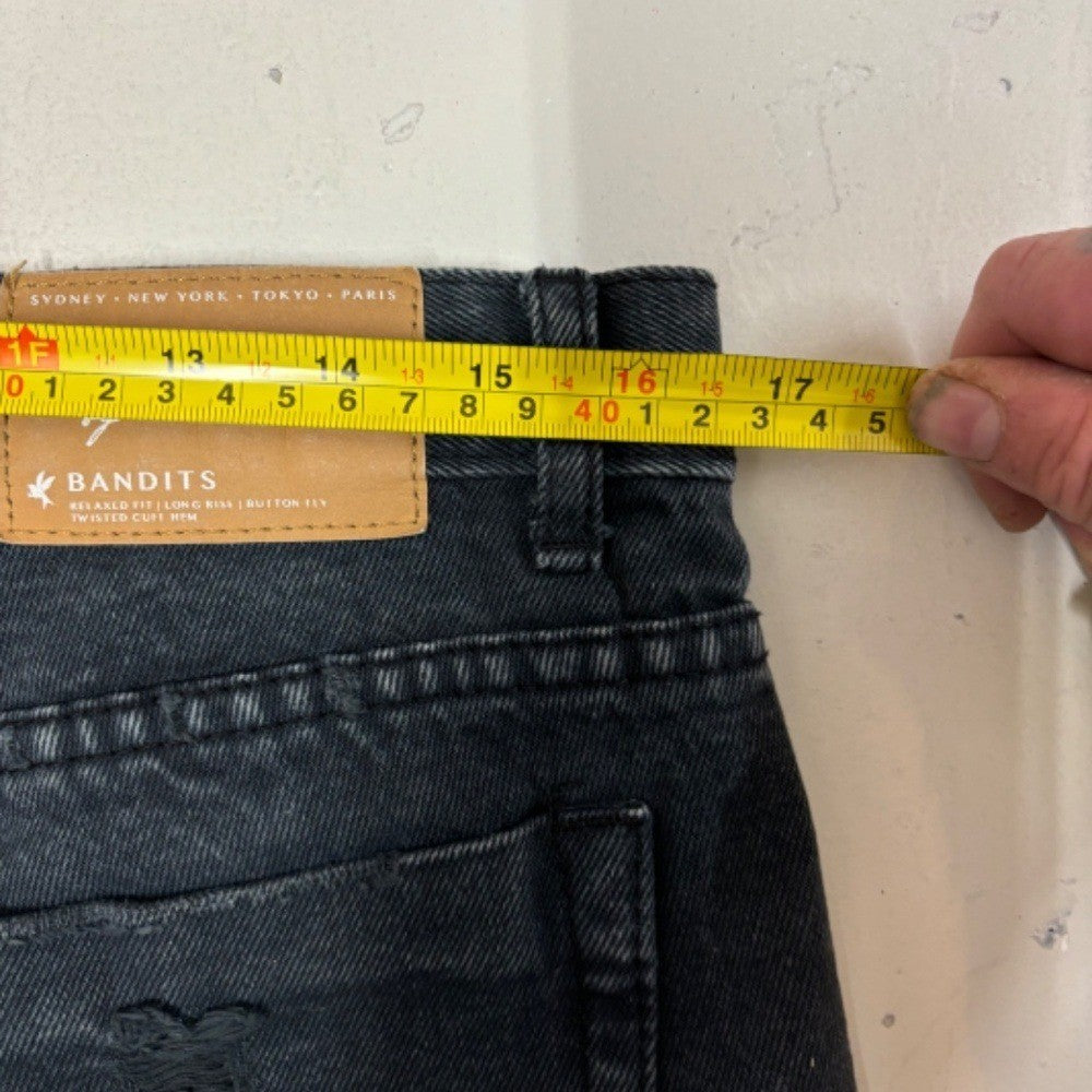 One Teaspoon Jean Shorts Black distressed button fly low rise