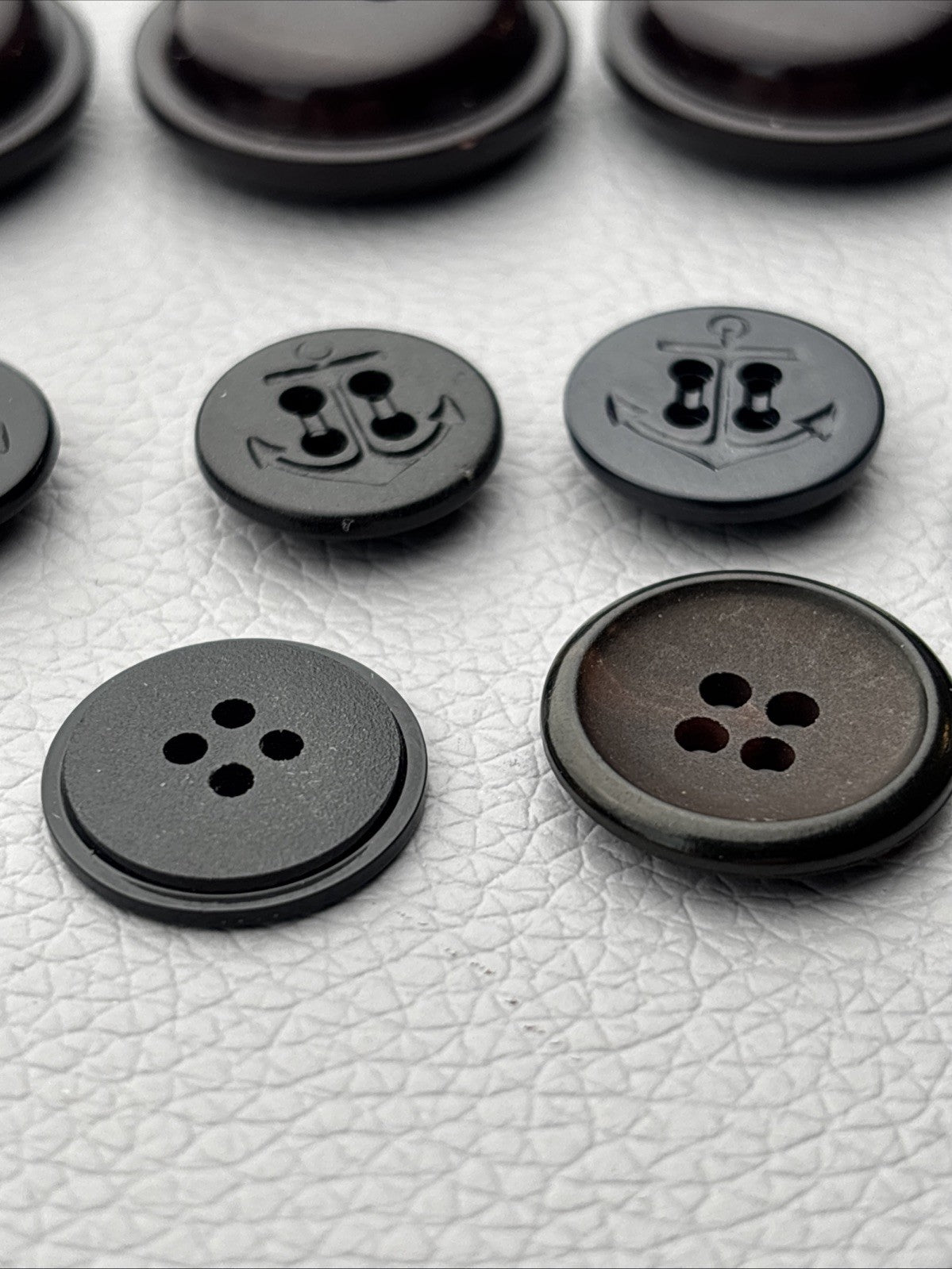 Vintage button lot ,15 black  mix with nautical anchor designs Rare Steel