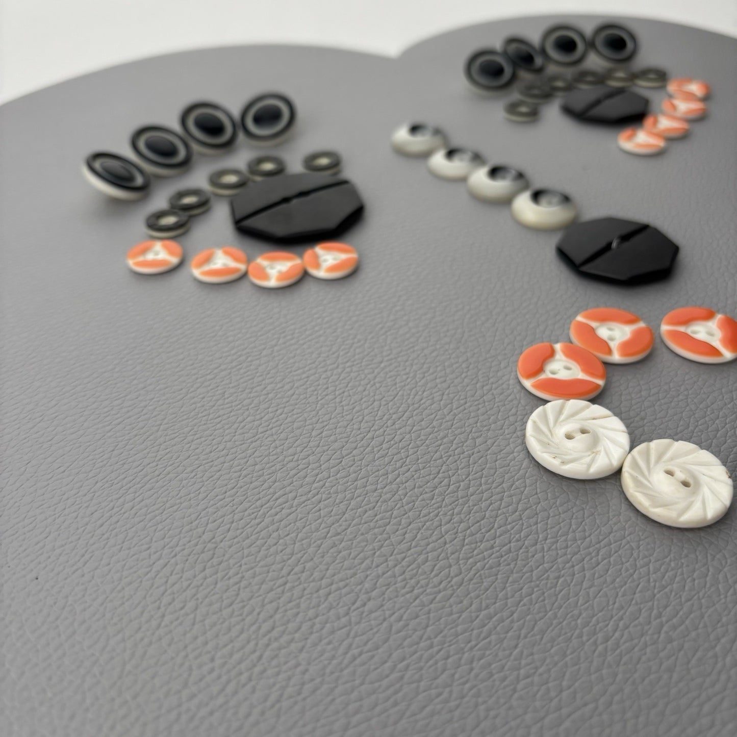 Black White Orange Button Lot ~ 35pc Plastic Sewing Craft Supply Mixed Set
