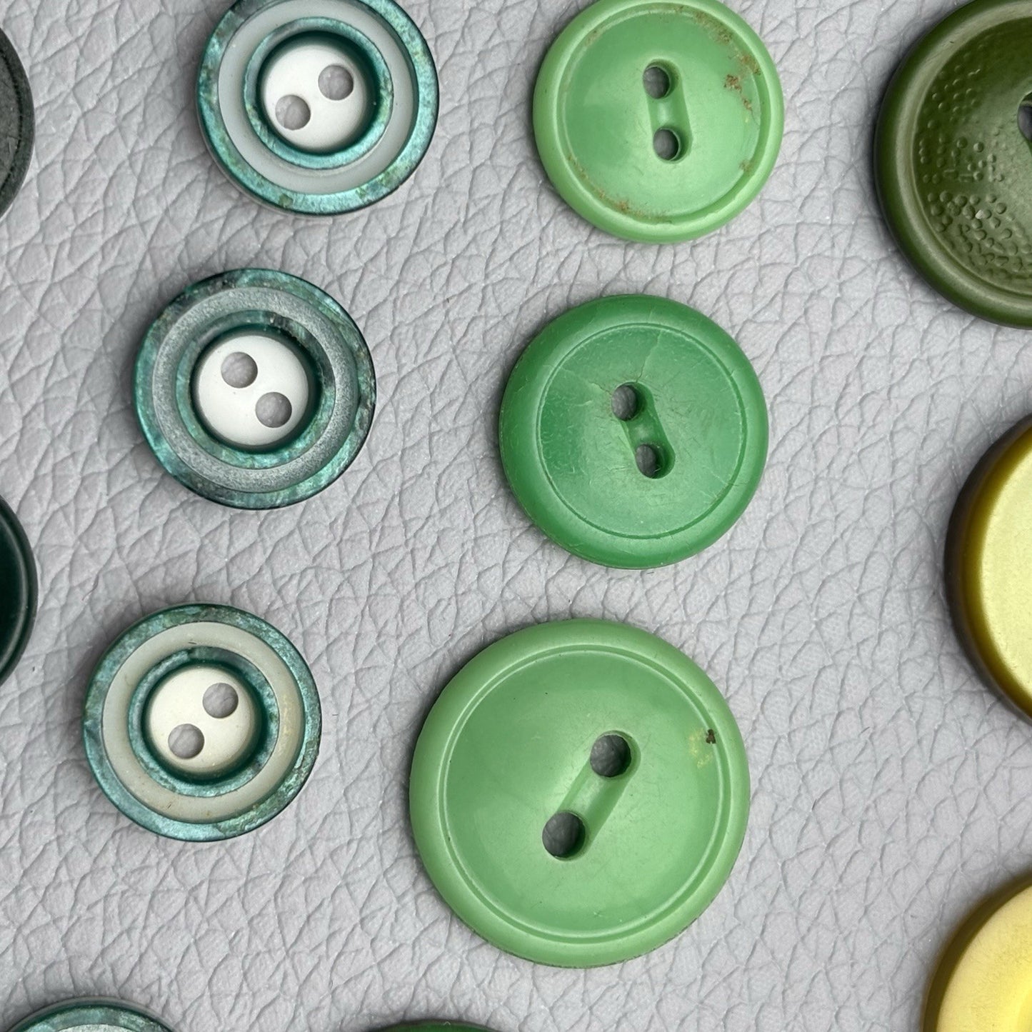 Vintage Green Button Lot 58 Piece Emerald, Olive, Chartreuse & Swirl Designs –