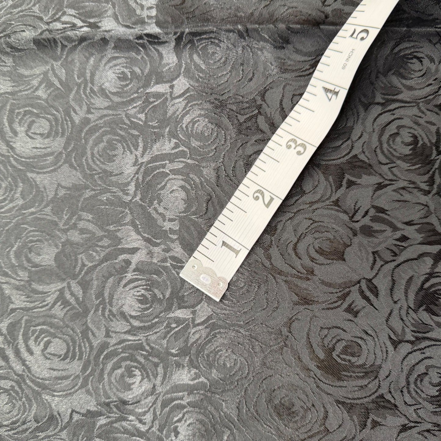 Black Rose Floral Jacquard Fabric Woven Tone-on-Tone 45x48 1.3 Yards