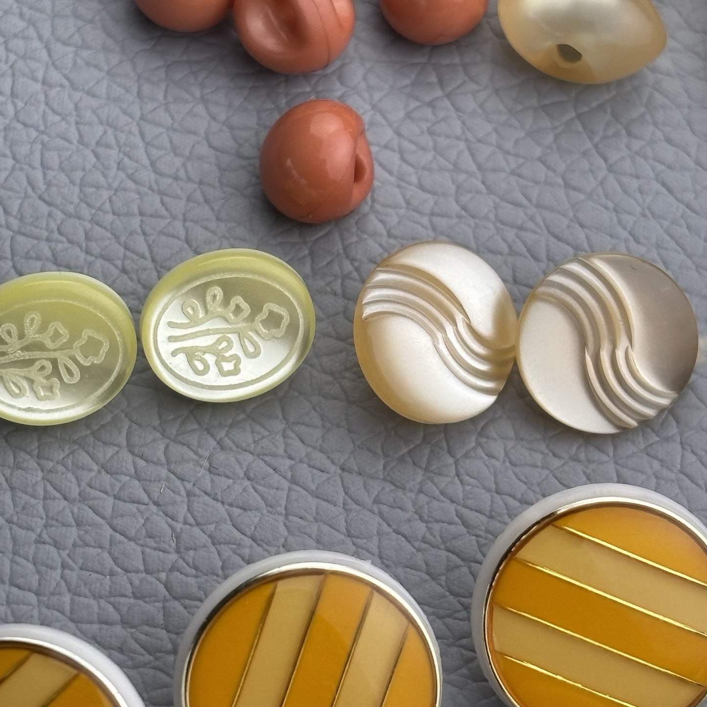 Vintage Button Lot 1940s–1970s Retro Orange Yellow Black Cream Mix 52 Piece Lot