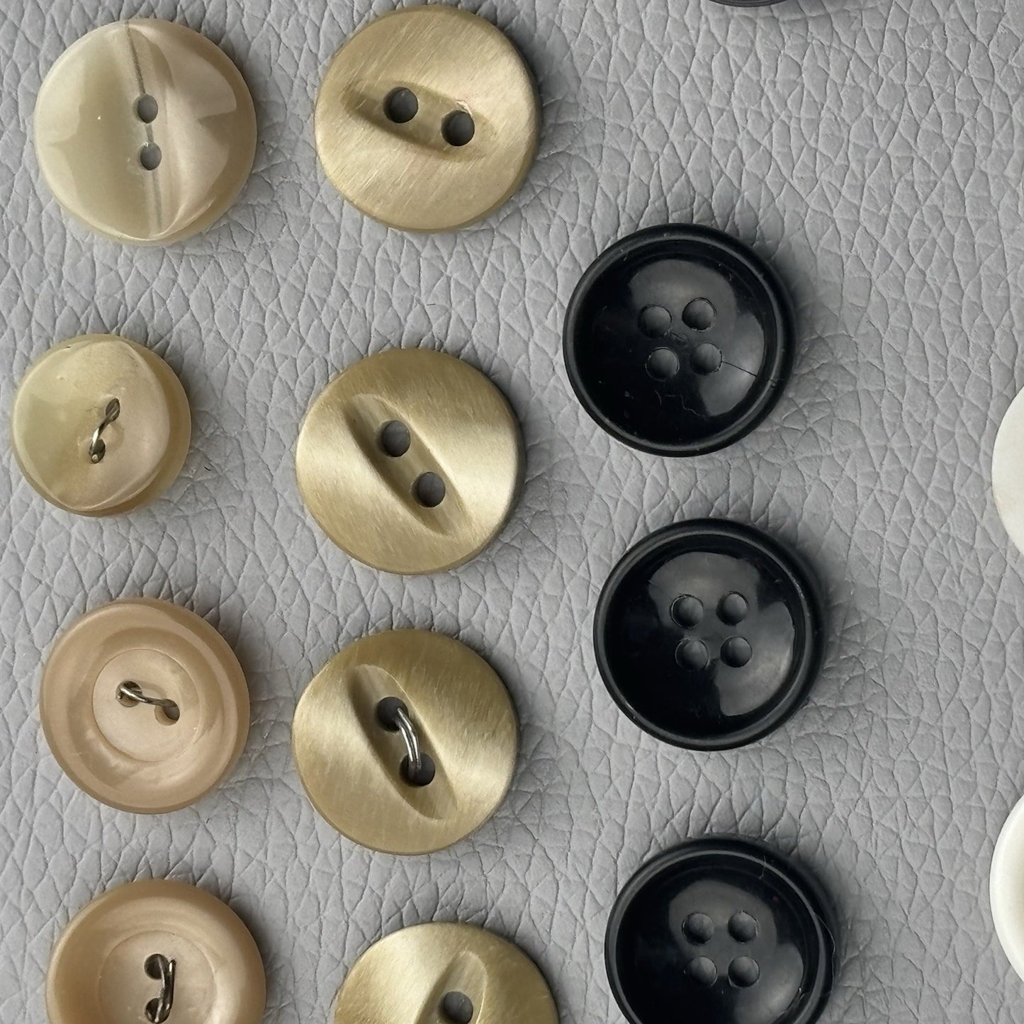 Vintage Button Lot Neutral Mix 50pcs | Shell, Casein, Plastic, Carved & Novelty
