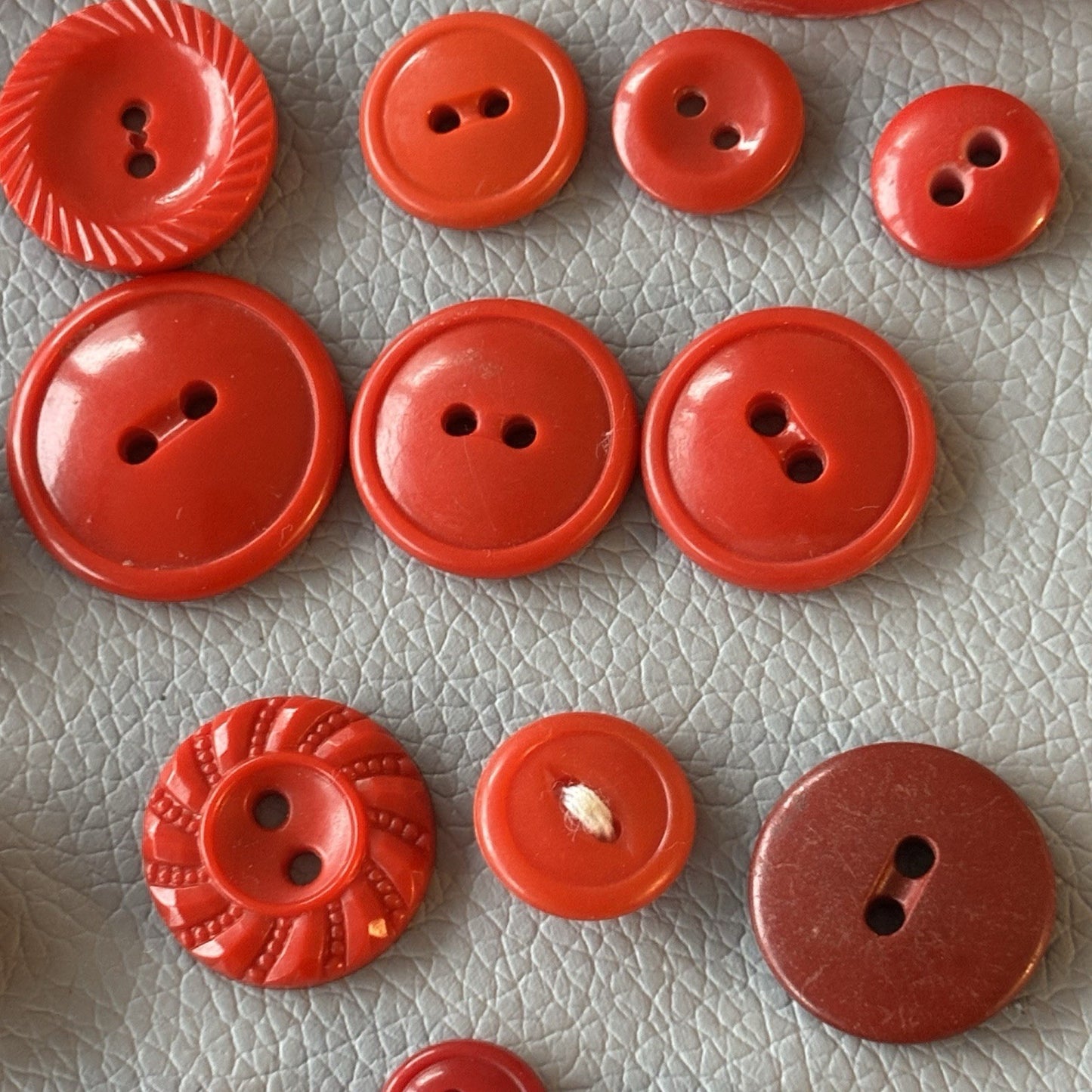 Vintage Red Button Lot Two Hole, Early Plastics Sewing Crafts Small Medium Large