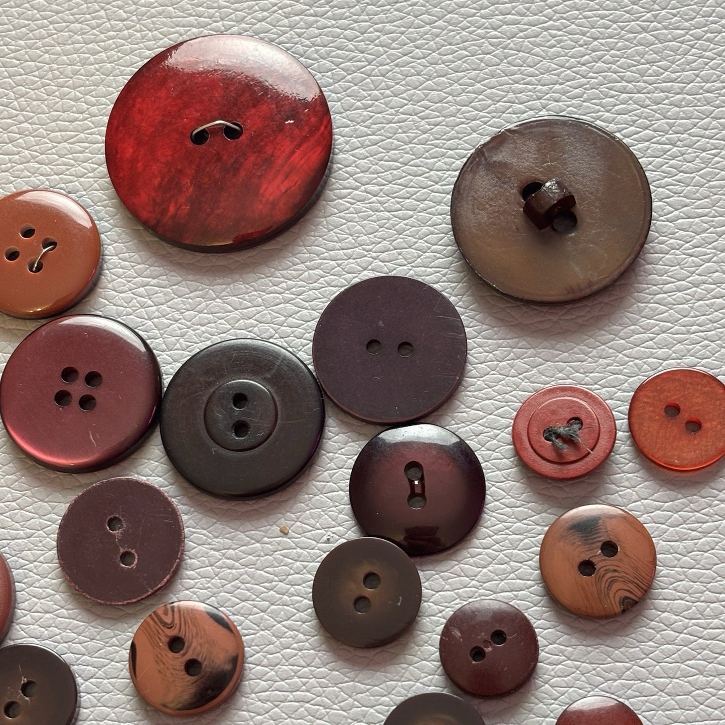 Vintage + New Burgundy And Red  Button Lot. Two Hole + Four Hole Plastic