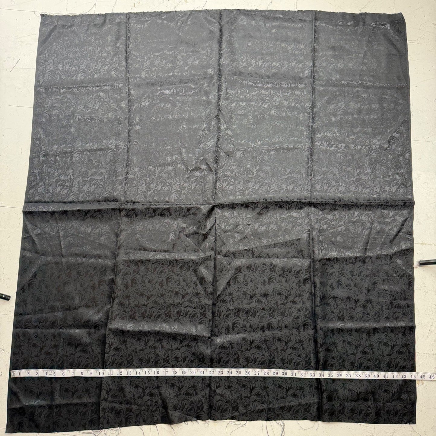 Black Rose Floral Jacquard Fabric Woven Tone-on-Tone 45x48 1.3 Yards