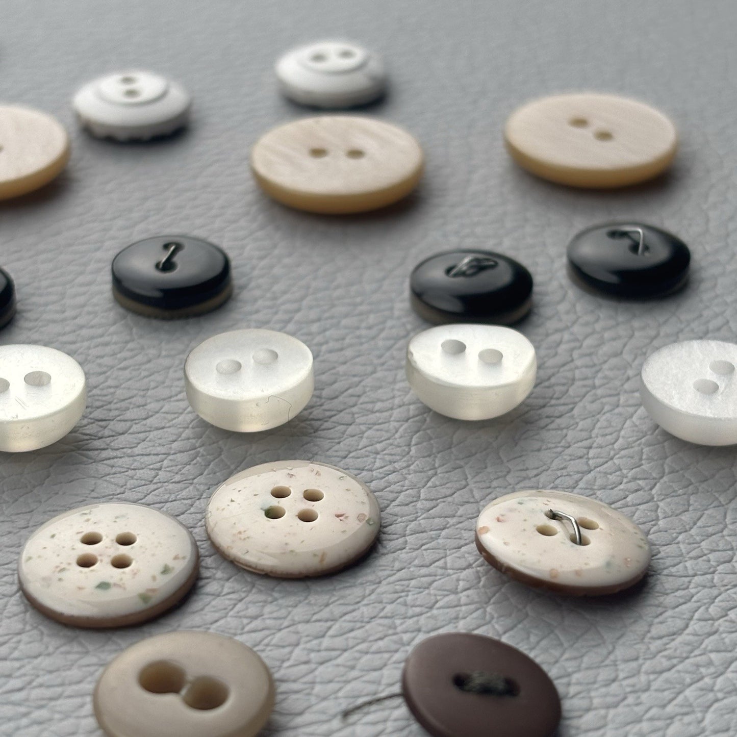 Vintage Button Lot Neutral Mix 50pcs | Shell, Casein, Plastic, Carved & Novelty