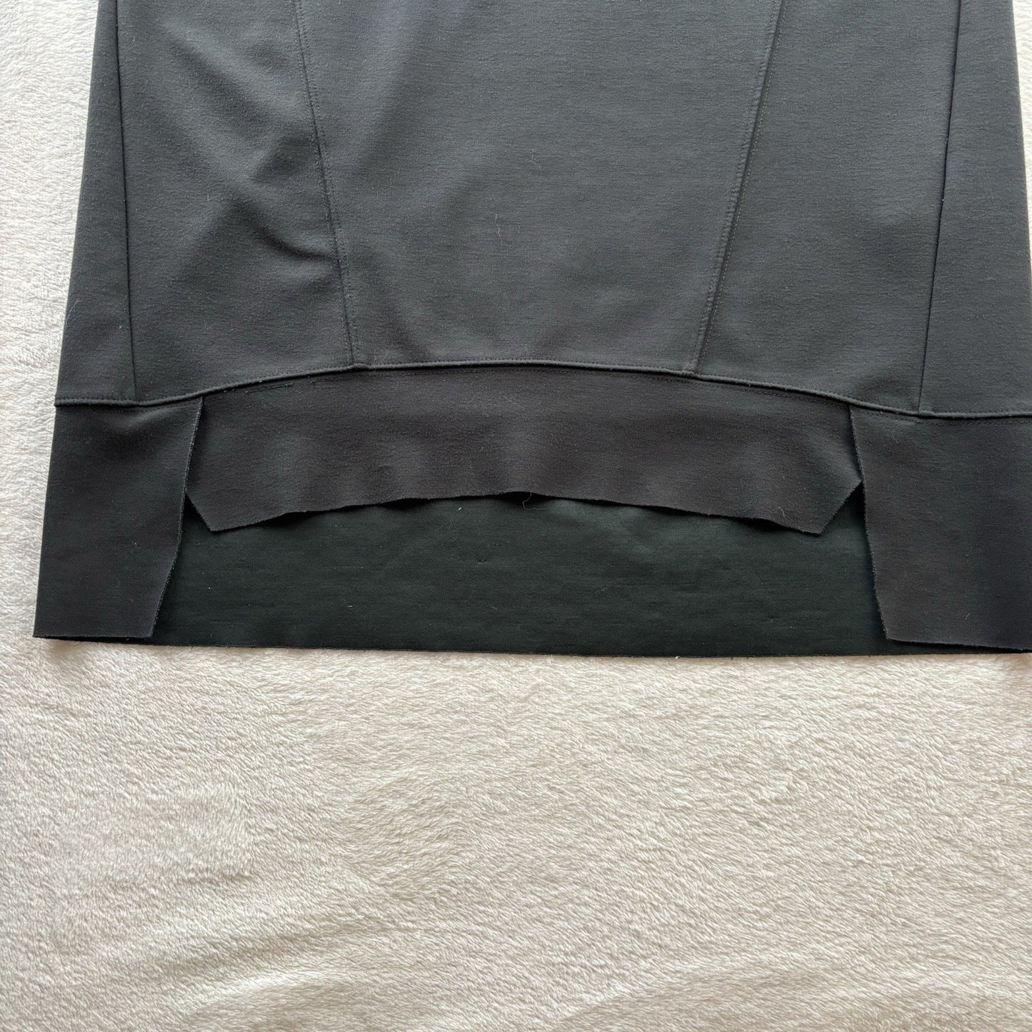 YAYA Women Black Sweatshirt Dress Asymmetrical Hem Minimalist Quiet Luxury M