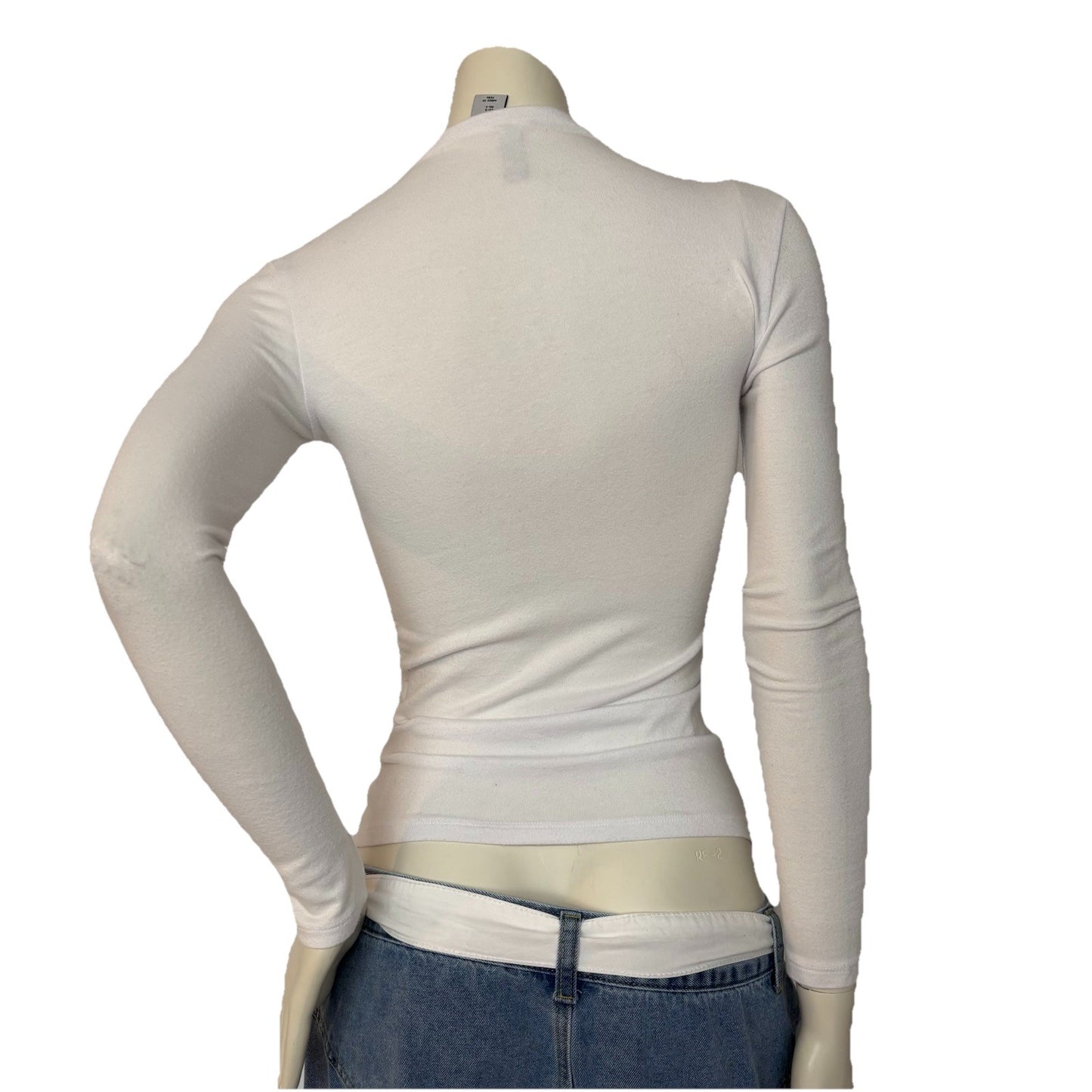 Paraphrase women's basiccore white mock neck long sleeve top classic sz small