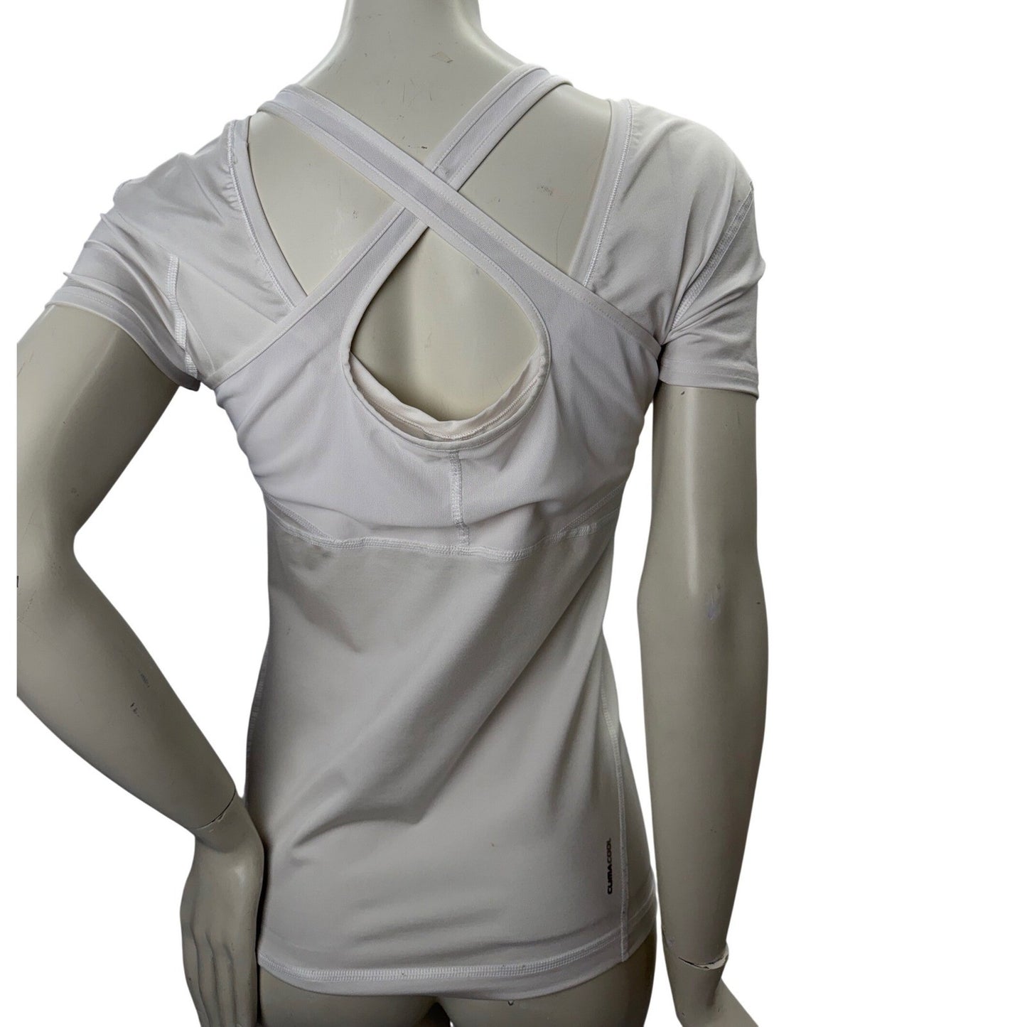 Adidas Techfit ClimaCool White Short Sleeve Training Top Keyhole Back Small