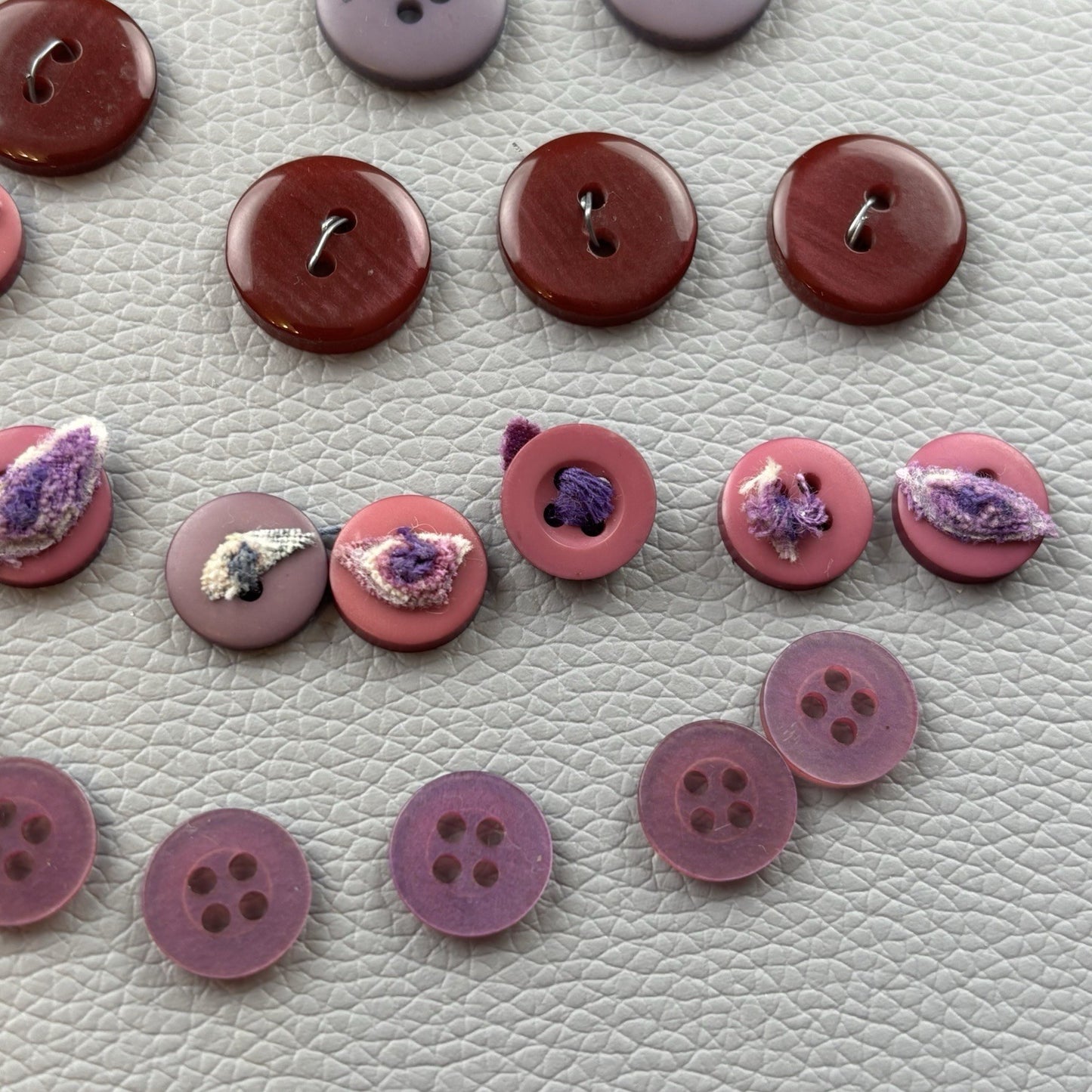 Vintage + New Purple Two Hole + Four Hole Round Button Lot 67 Pieces Sew Crafts