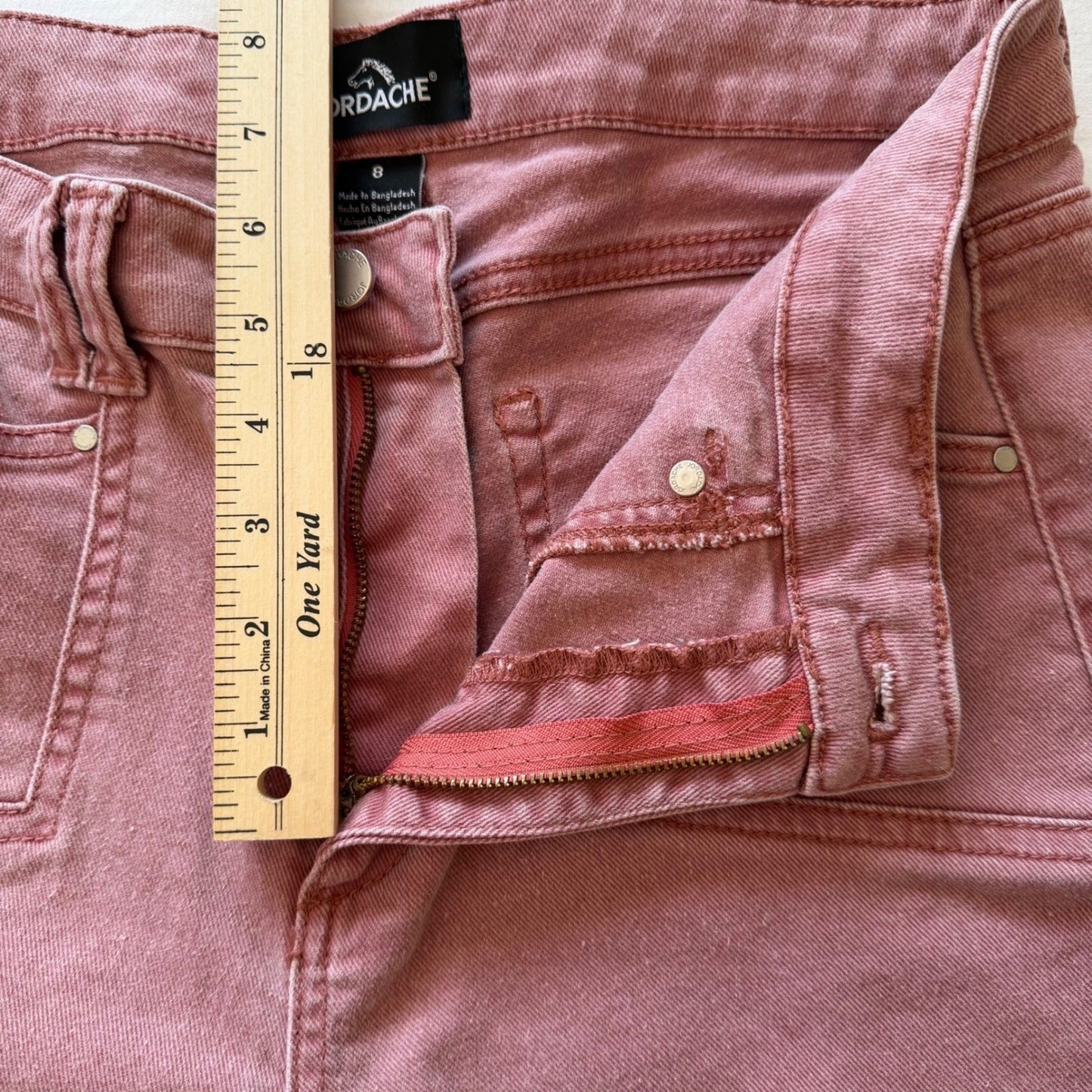 Jordache Jeans Womens High Rise Utility Straight Leg Dusty Rose Mauve Size 8