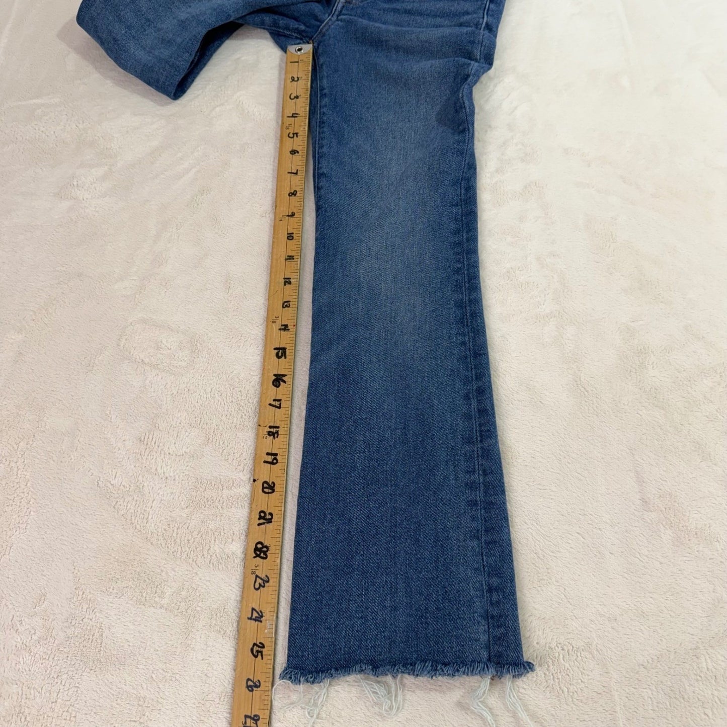 Madewell Jeans High Rise Cali Demi-Boot   Raw Hem Sz 24 Blue Wash Straight Leg