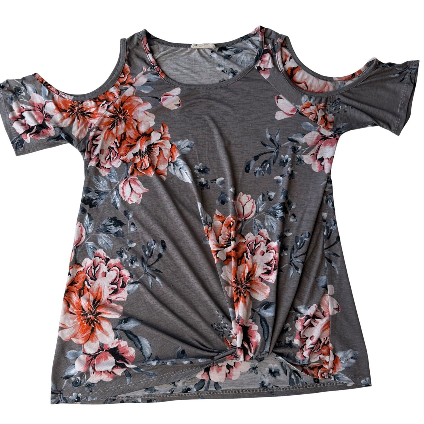 Cotton Bleu Floral Cold Shoulder Top Twist Knot Soft Girl Summer Boho Small