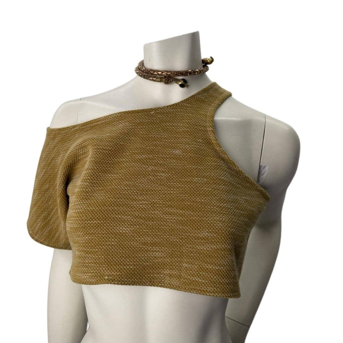 Burnt Orange Woman's  Asymmetrical  Cold Shoulder Crop Top In Size S/M Festival