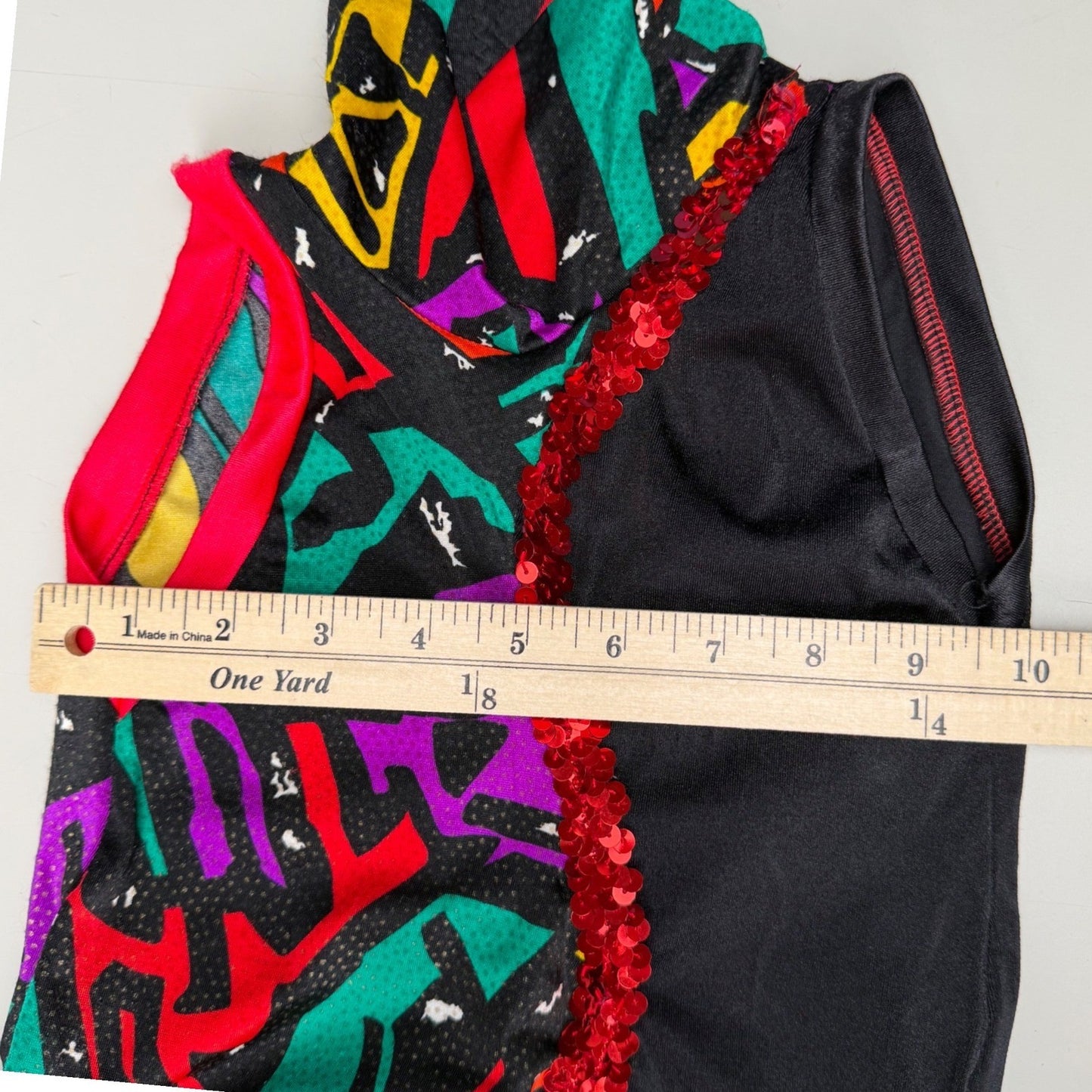 Handmade Dance Jumpsuit Neon Geometric Bell Bottom Sequin Retro 90s Youth Small