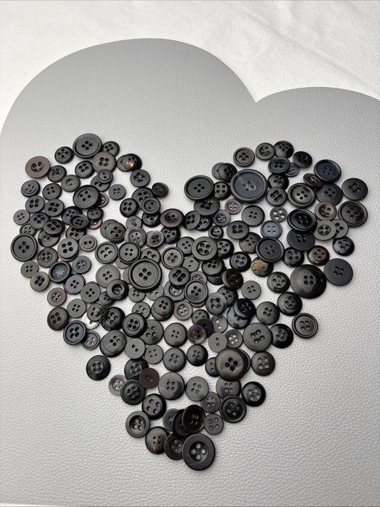 Vintage 4hole Black Button Lot Of Assorted Styles, Early Plastics Crafts 100+