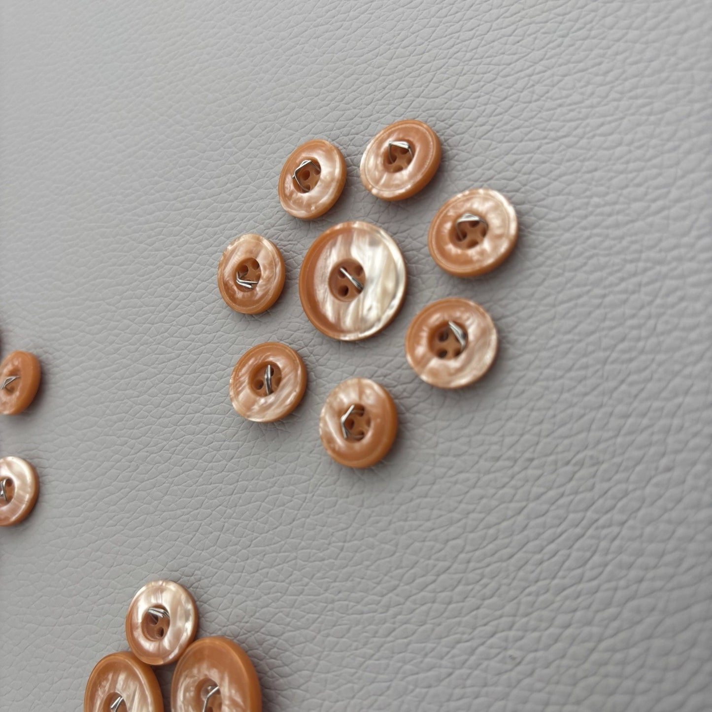 Caramel Pearl-Finish Button Lot | 20pcs Metal Shank Retro Sewing Buttons