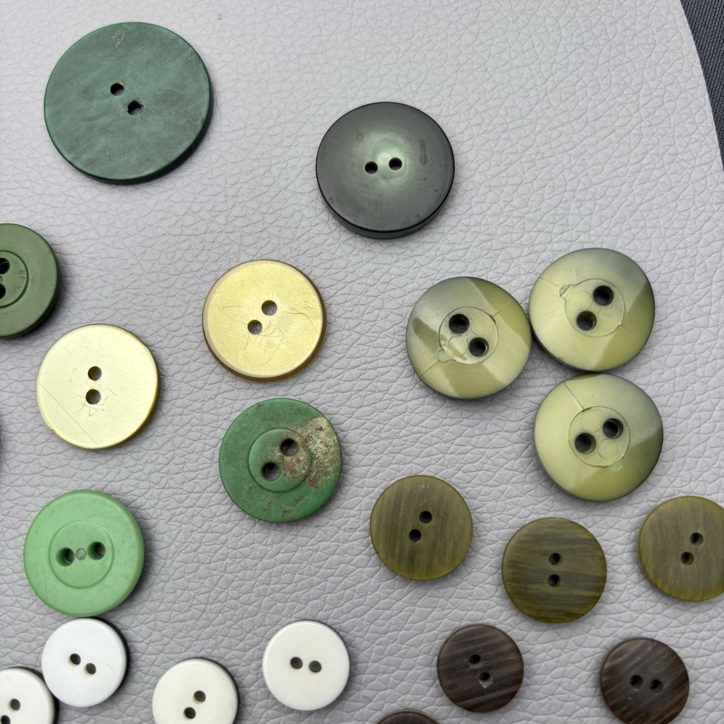 Vintage Green Button Lot 58 Piece Emerald, Olive, Chartreuse & Swirl Designs –