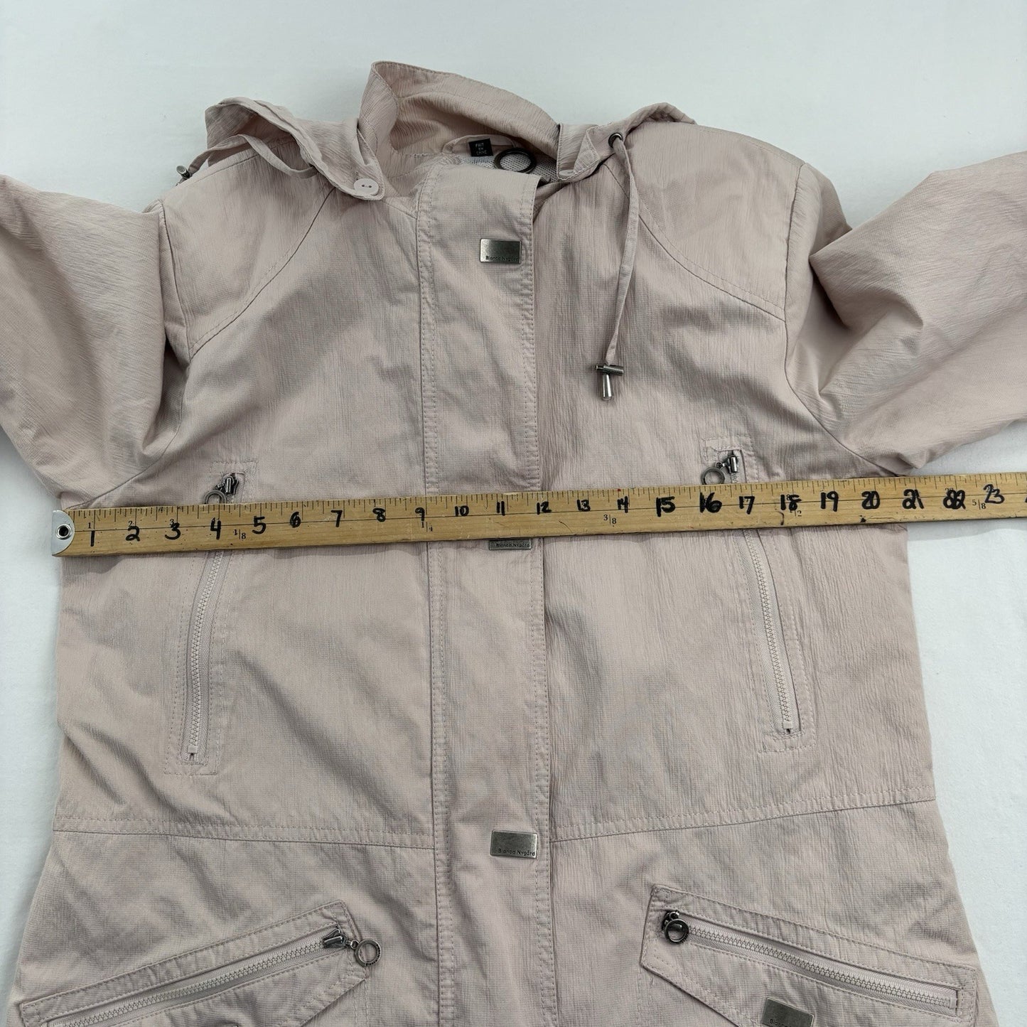 Womens Pastel Pink Jacket Lightweight Coat Y2K Windbreaker Travelcore Sz Md Hood