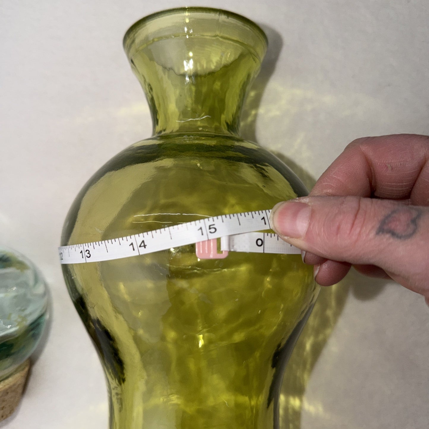 Hand Blown Spanish Art Glass Decanter Ombre Olive Amber Plum Genie Bottle W Plug