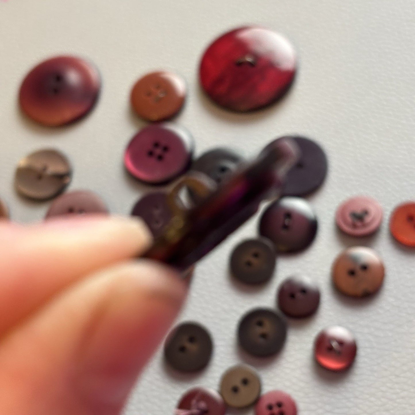 Vintage + New Burgundy And Red  Button Lot. Two Hole + Four Hole Plastic