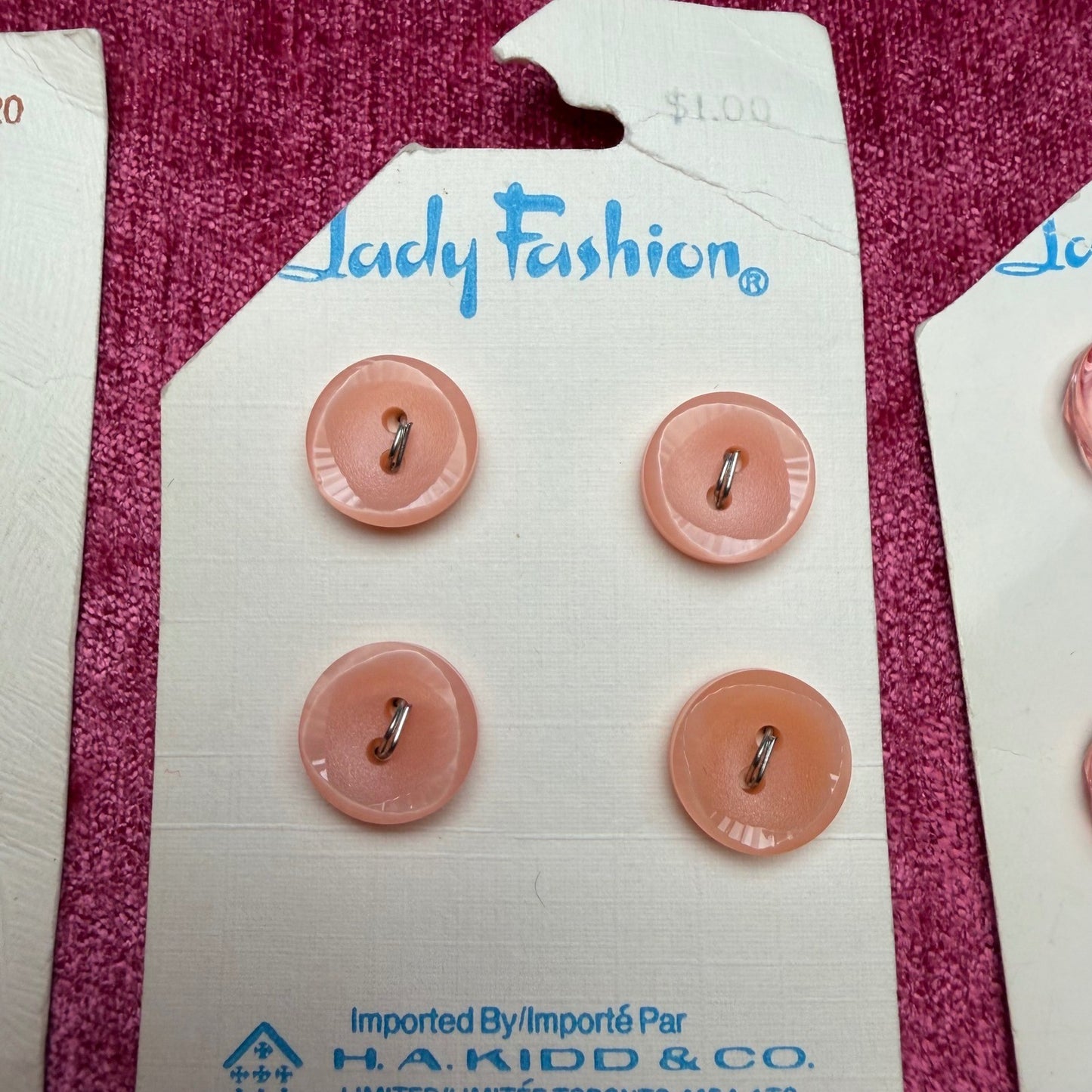 Lady Fashion Vintage Buttons 6 Cards Marbled Pearlescent Retro Sewing Notions