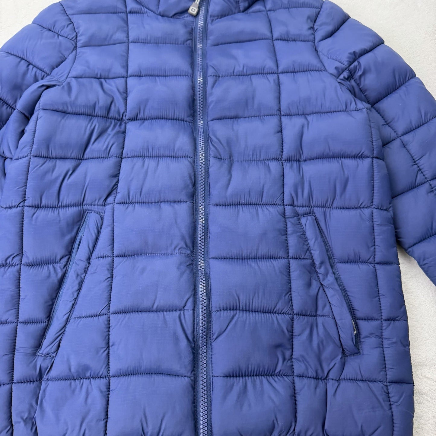 Outbound Puffer Jacket Men’s Large Blue Hooded Lightweight Nylon Coat Gorpcore