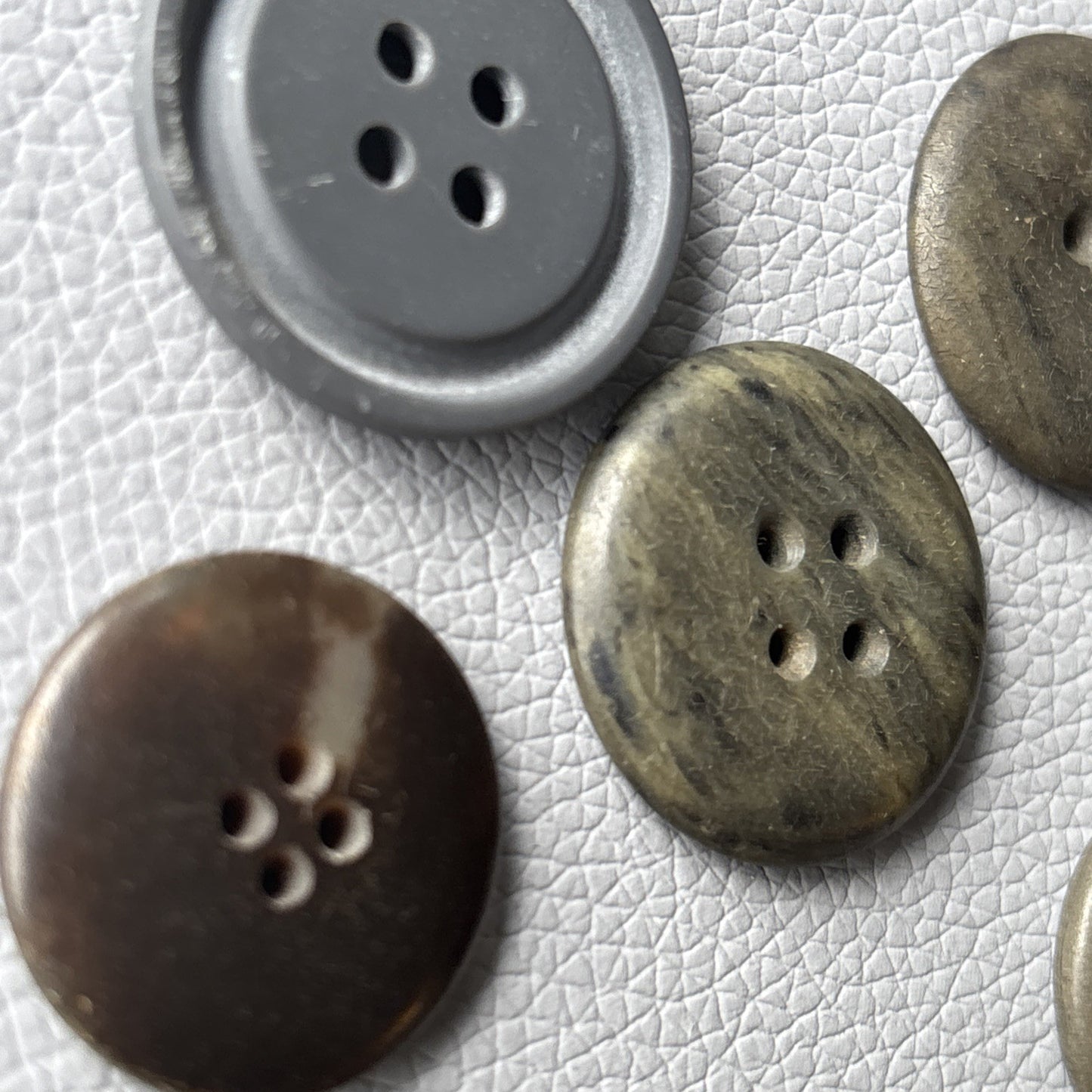 Vintage Button Lot Of  Grey Brown Beige Medium, Lg  Round Wooden + Plastic