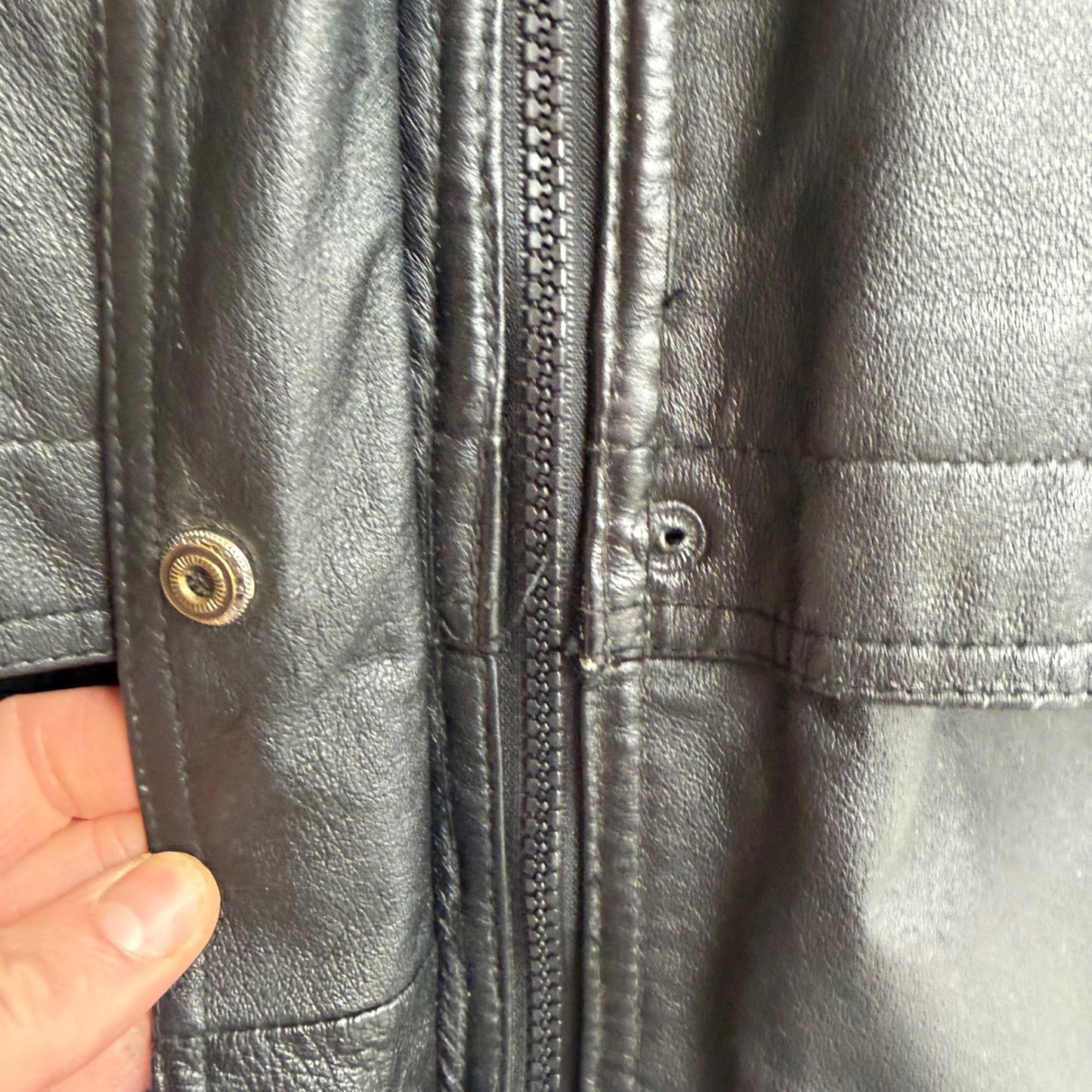 Vintage Black Leather Jacket 22W Plus Size Oversized Minimal Chic Soft