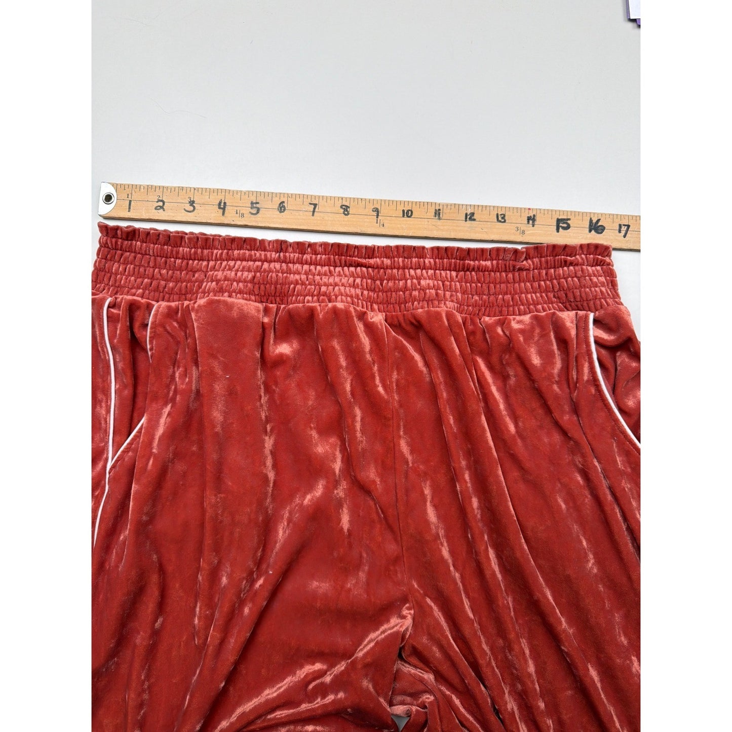 Aerie Wide Leg Pants Peach Crushed Velvet  Athleisure Dopamine Sporty Spice XL