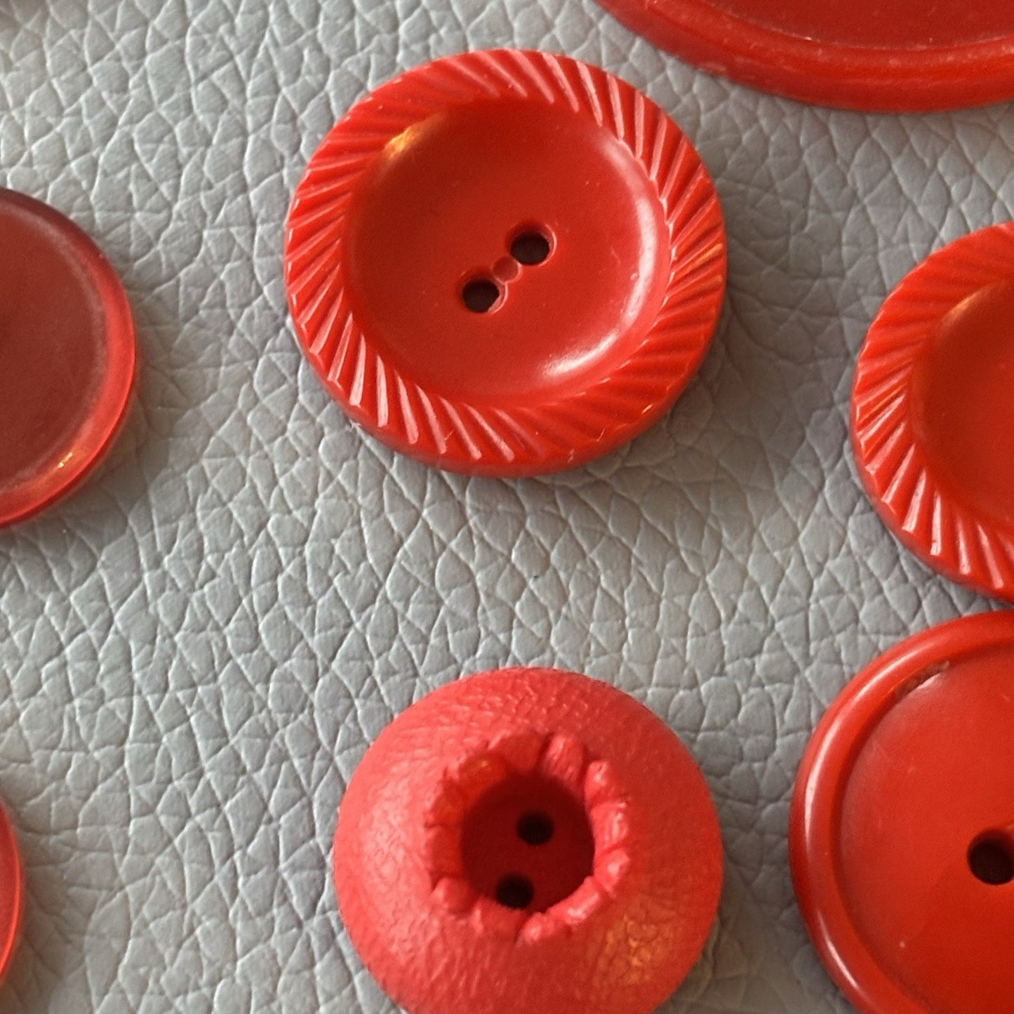 Vintage Red Button Lot Two Hole, Early Plastics Sewing Crafts Small Medium Large