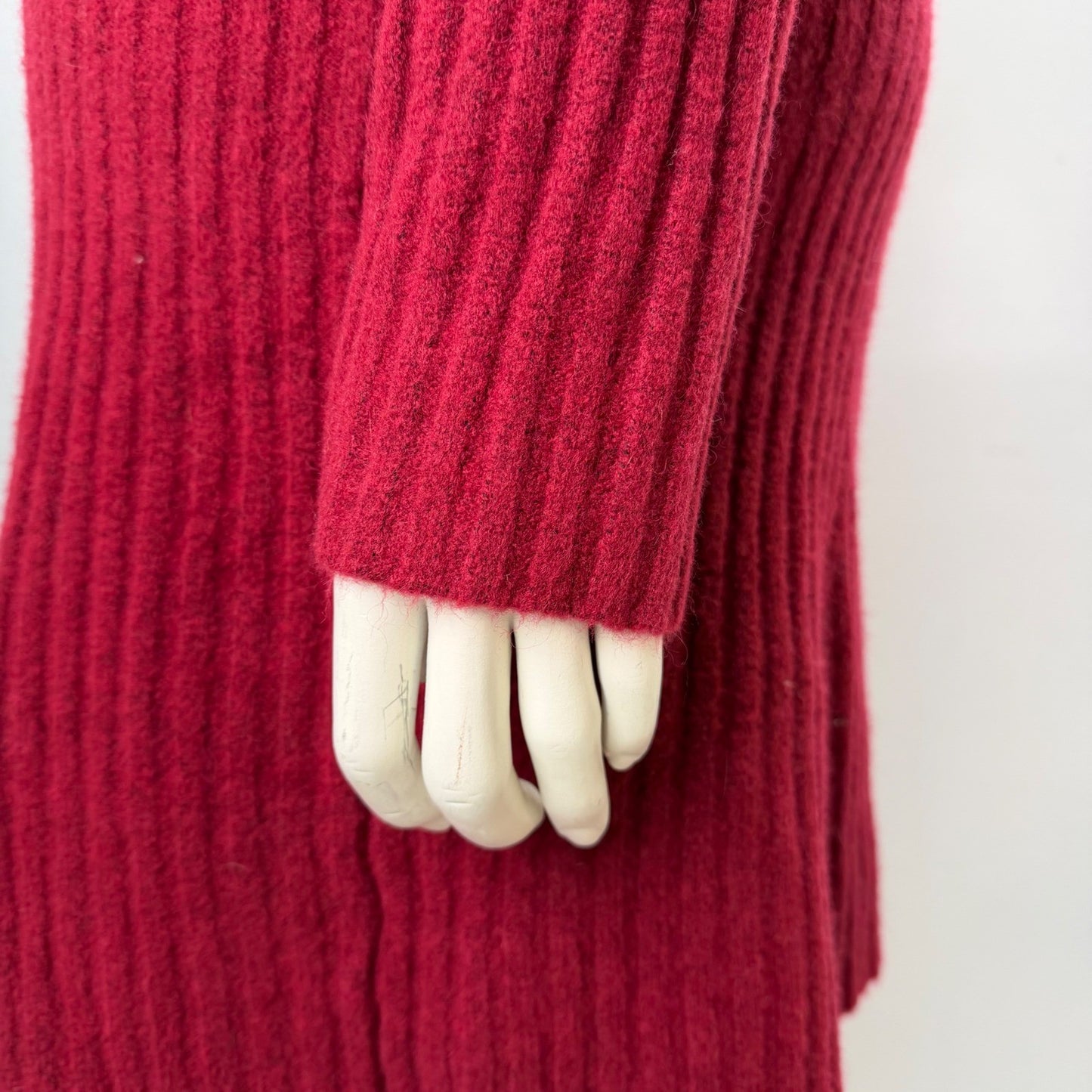 George Sweater Dress Red Ribbed Knit Long Sleeve Crew Neck Winter Cozy Large