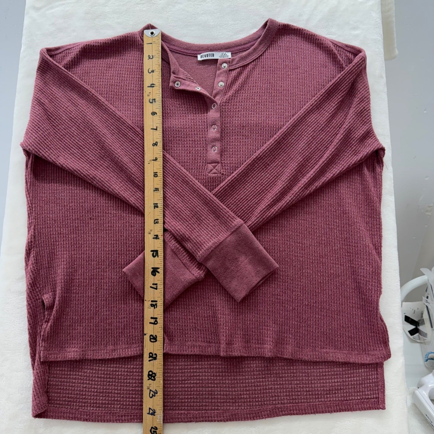 Devoted Women's Henley Top Berry Waffle Knit Snaps Cabincore Gorpcore Medium