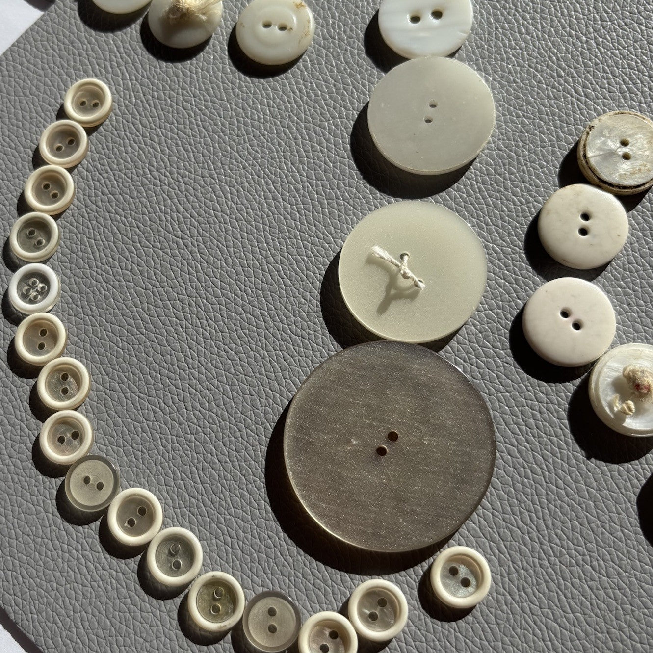 Vintage White Button Lot ~ 113  Mixed Material Size Small Medium large 2 Hole