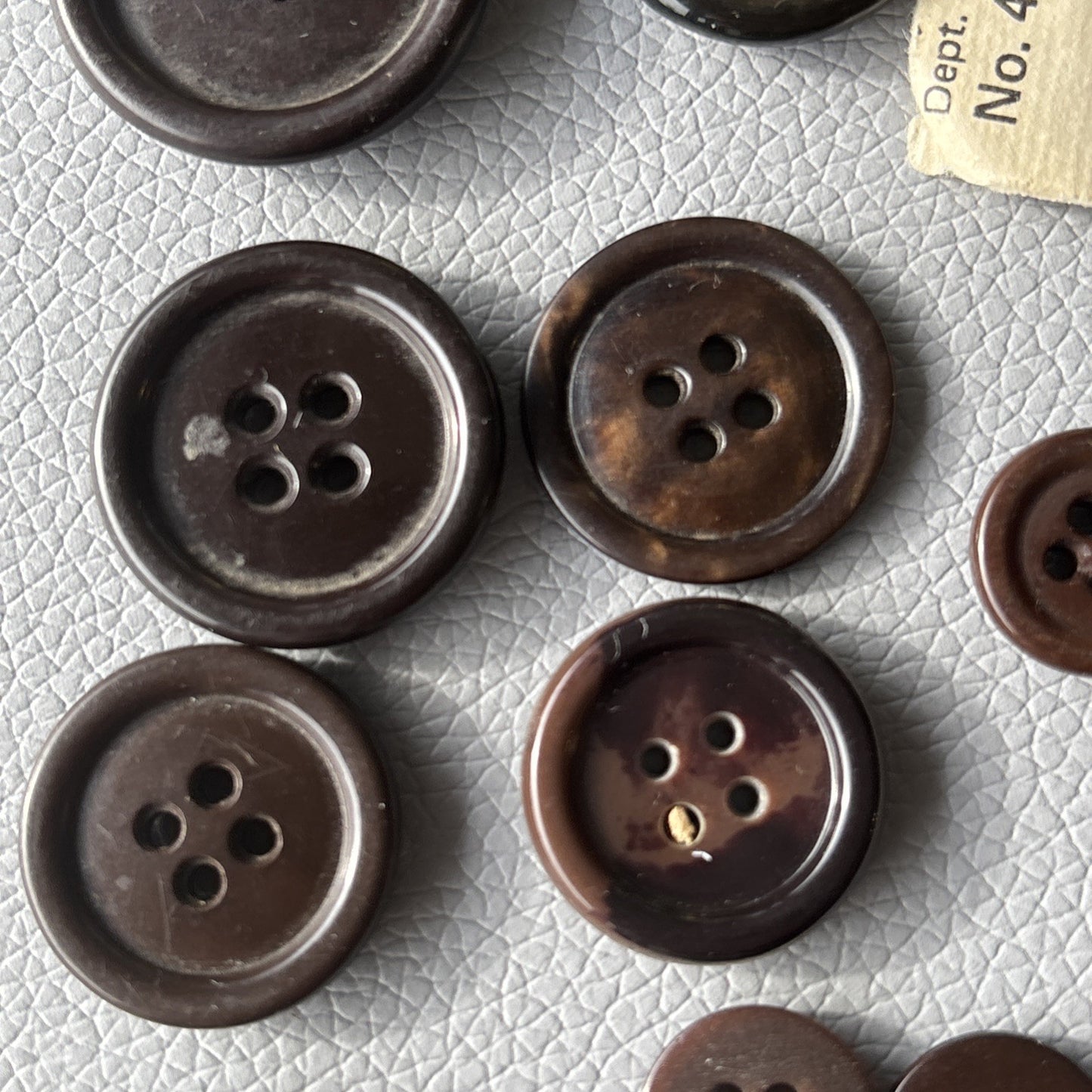 Vintage Brown Button Lot Early Plastics 4 Hole Round Jackets Shirts Sewing