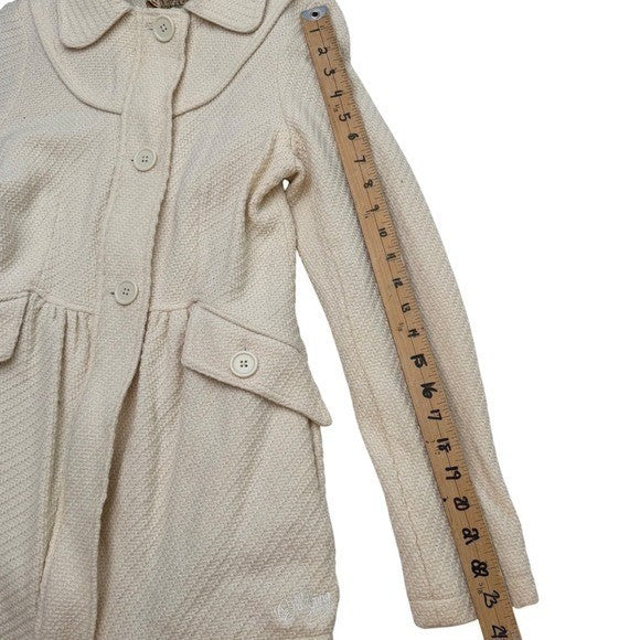 Billabong Cream Textured Peplum Coat Jacket Women's Size Small
