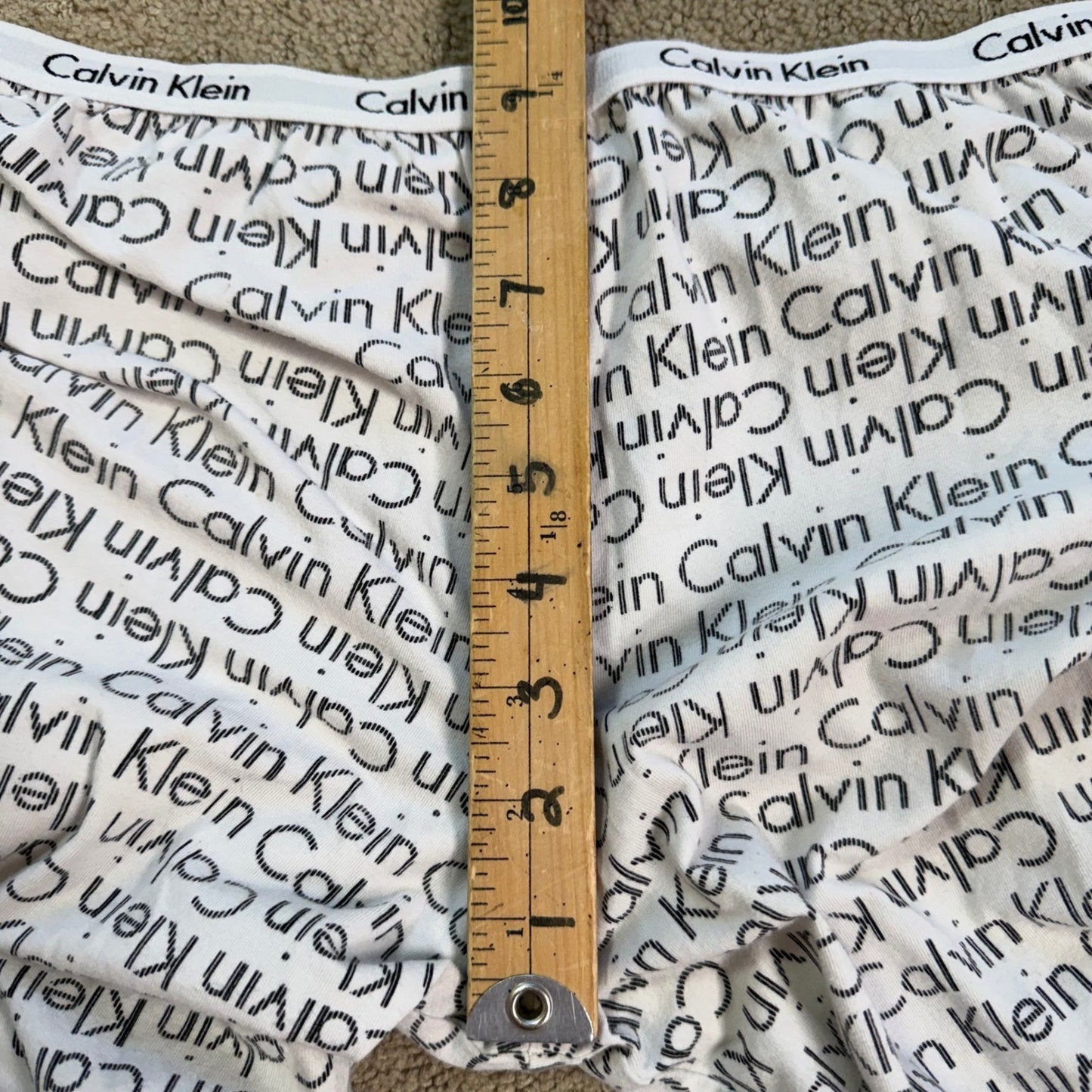 Calvin Klein Pajama Pants All Over Logo Print Y2K Streetwear Loungewear White M