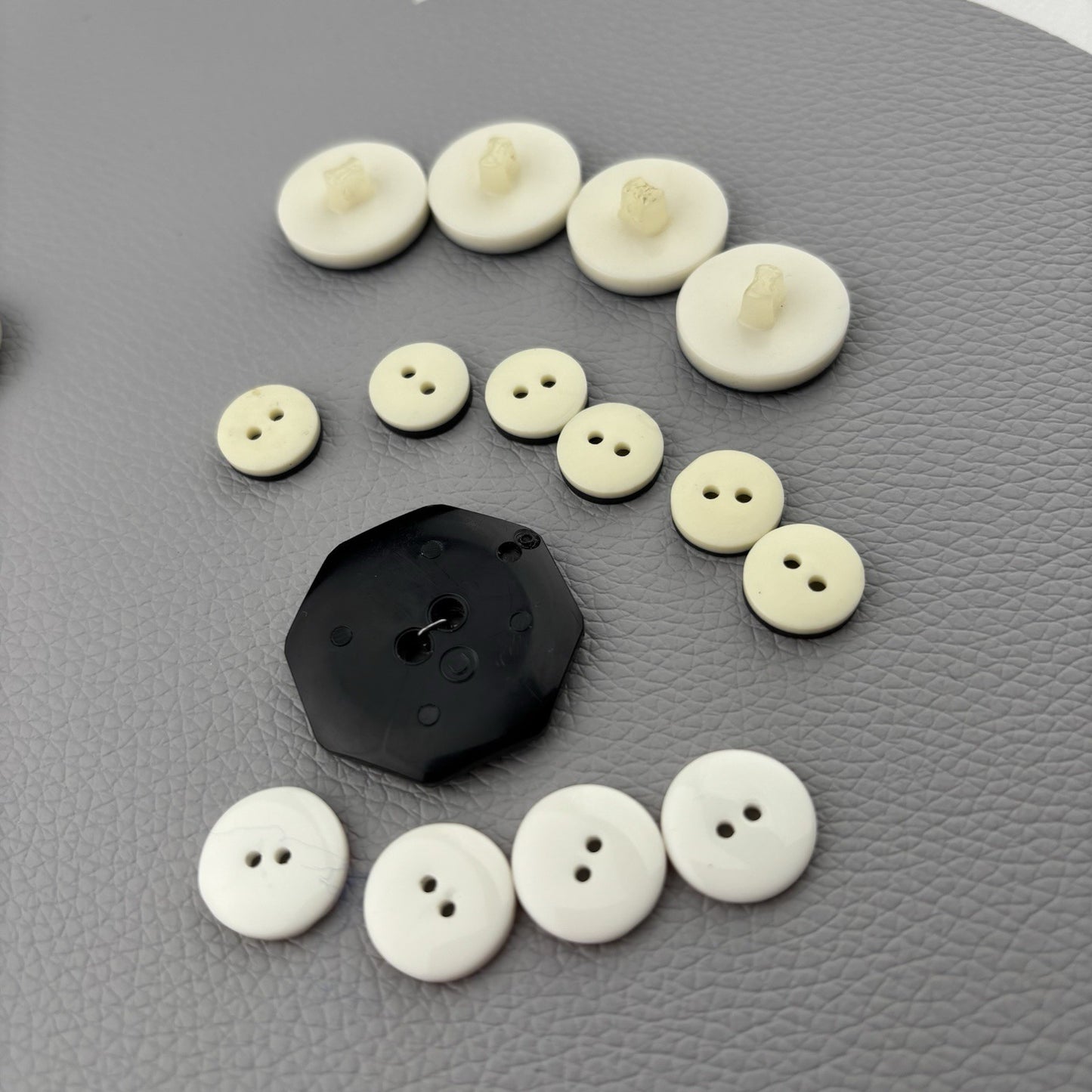 Black White Orange Button Lot ~ 35pc Plastic Sewing Craft Supply Mixed Set