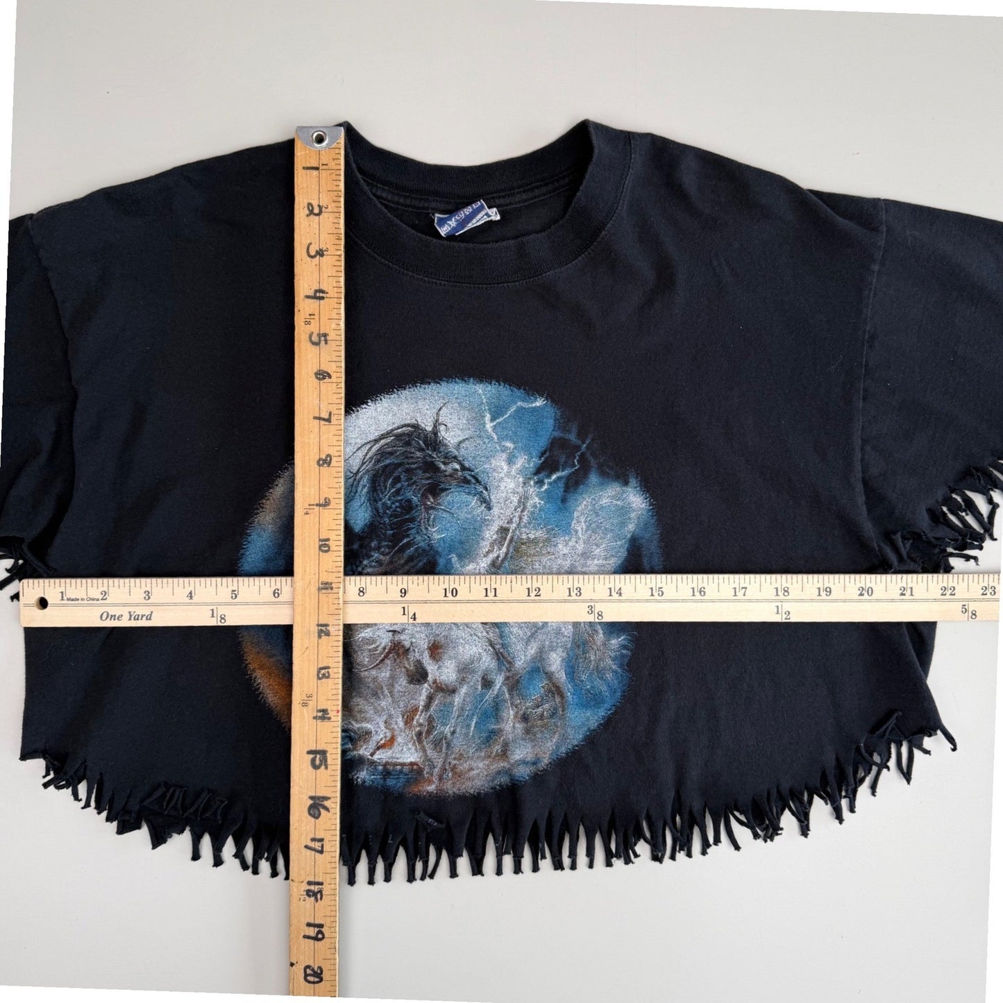 Vintage Upcycled Ten Horse Graphic CropTop Y2K Grunge Festival Celestial  XL