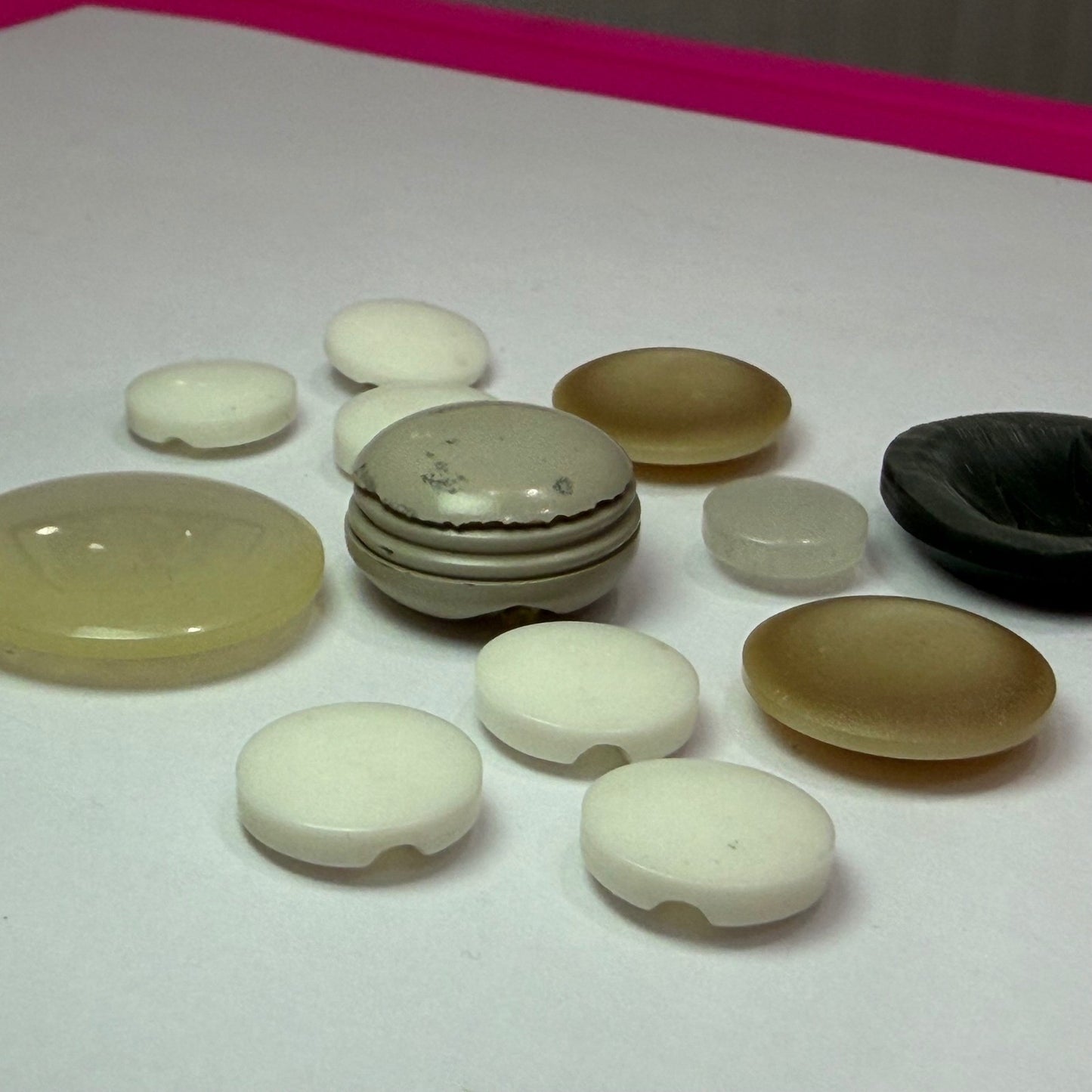 Vintage Button Lot Neutral Tones Shank Buttons Coat Replacement Sewing Supplies