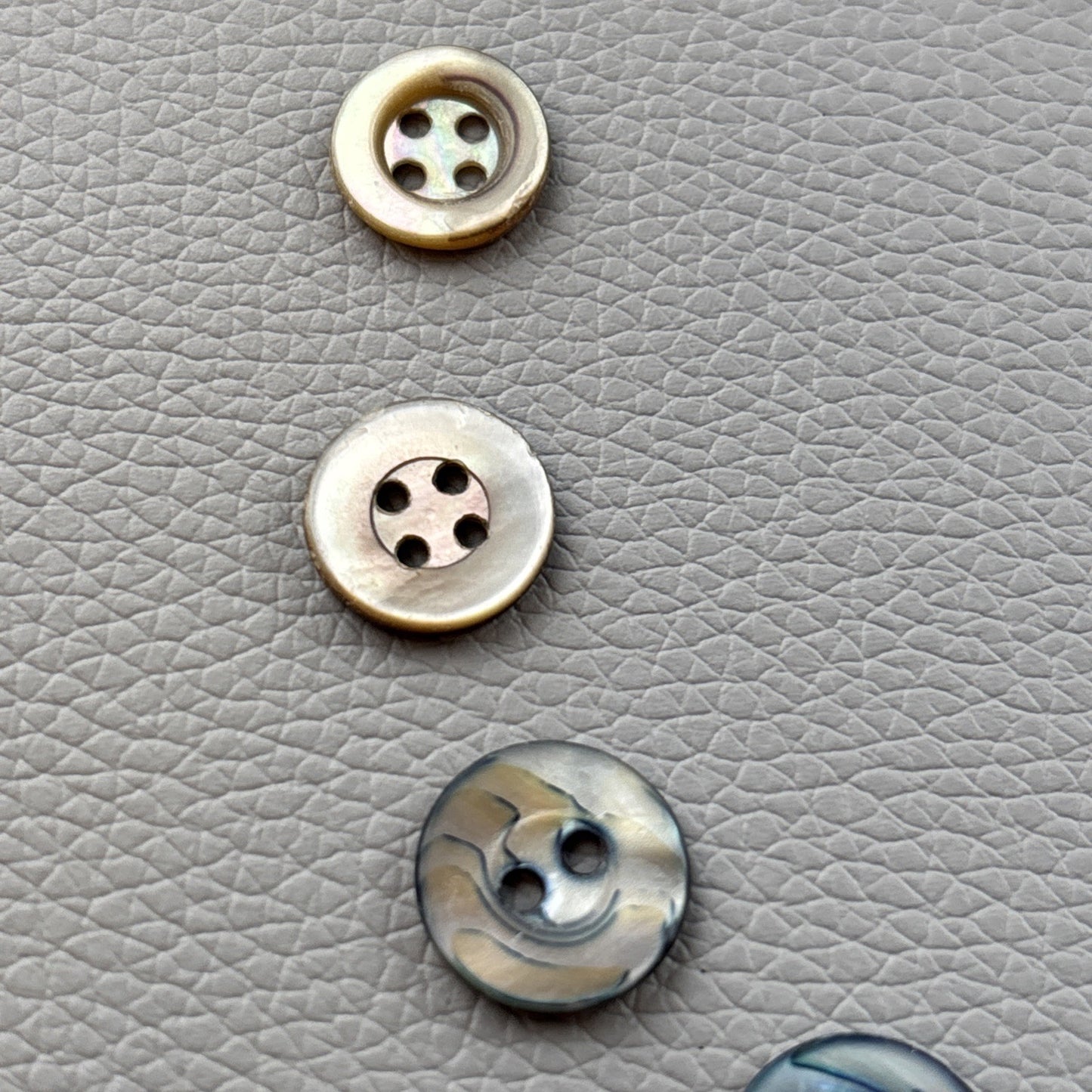 Vintage Mother Of Pearl Buttons. Lot Of 11 Two Hole And Four Hole Round Buttons