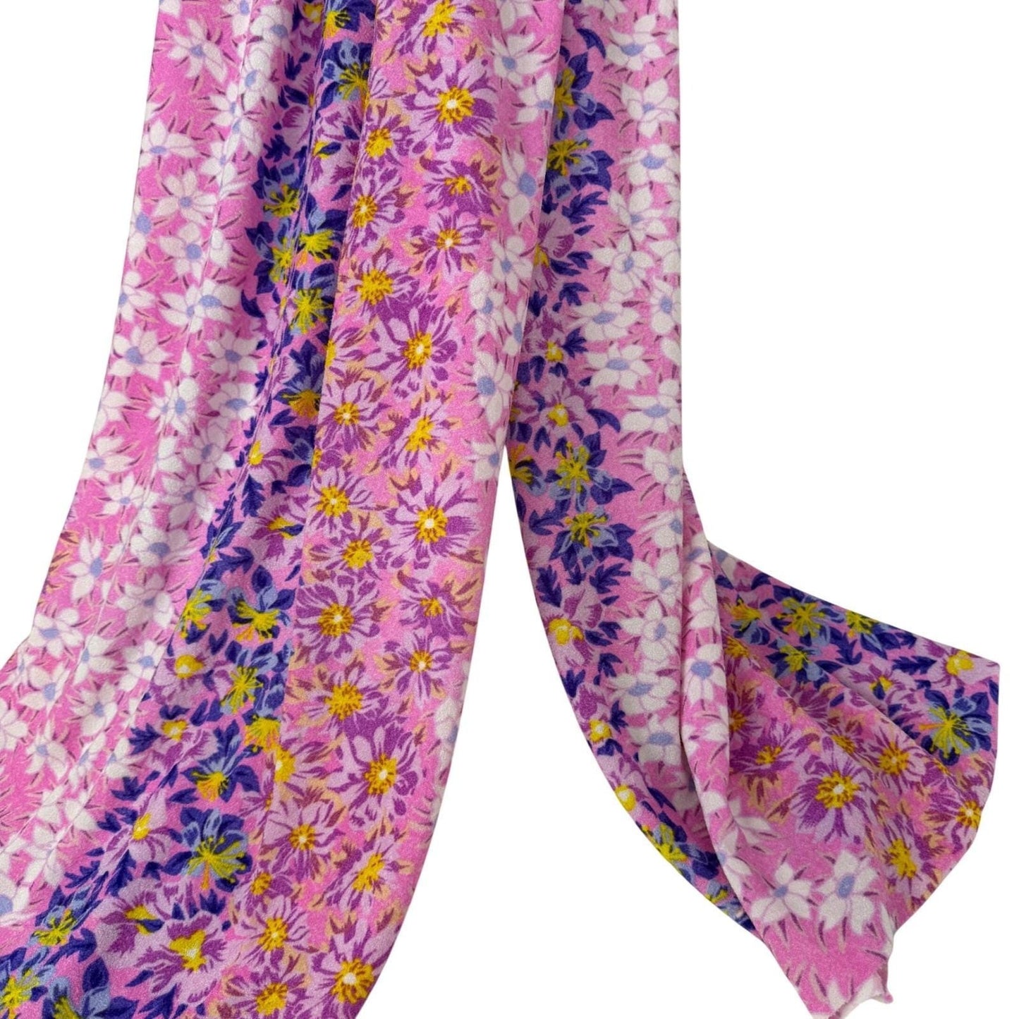 Vintage Floral Velour Fabric Pink Purple Daisy Print 2.5m • 46 Inch Wide 166 GPM