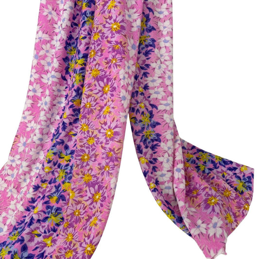 Vintage Floral Velour Fabric Pink Purple Daisy Print 2.5m • 46 Inch Wide 166 GPM